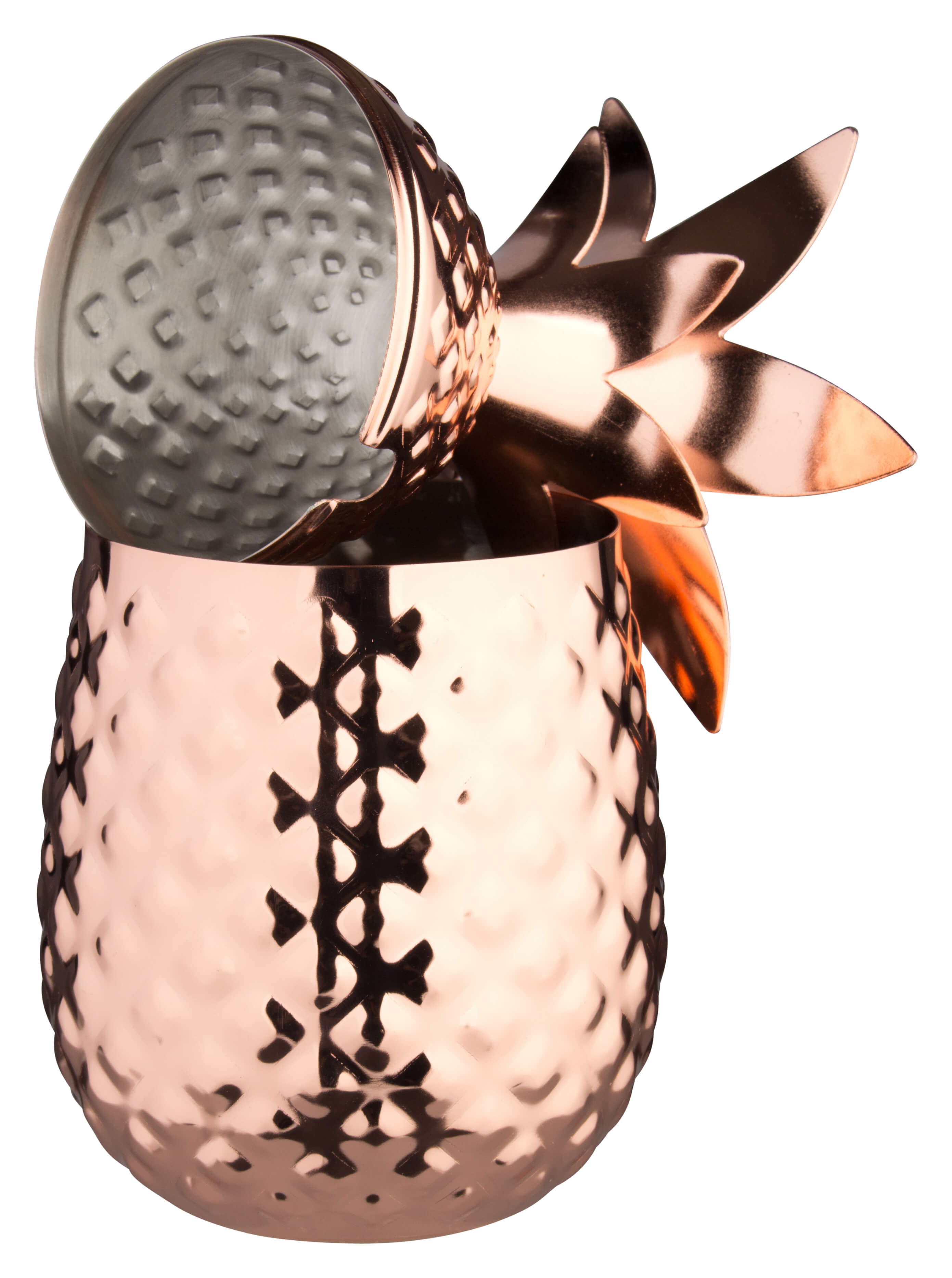 Stainless steel mug 'pineapple', with lid, copper look - 500ml