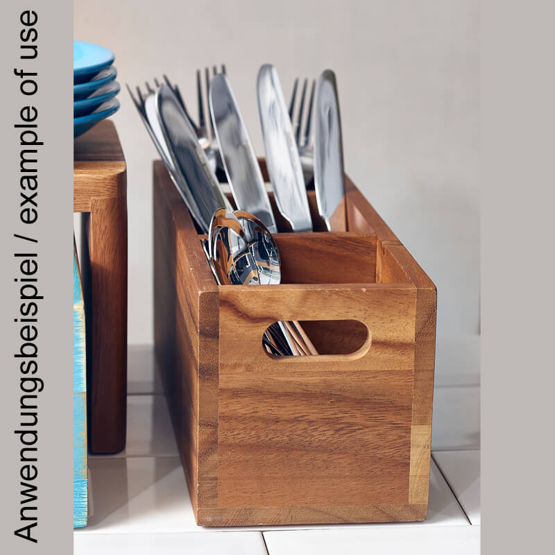 Cutlery holder with 3 compartments, acacia wood - 30x11x11,5cm