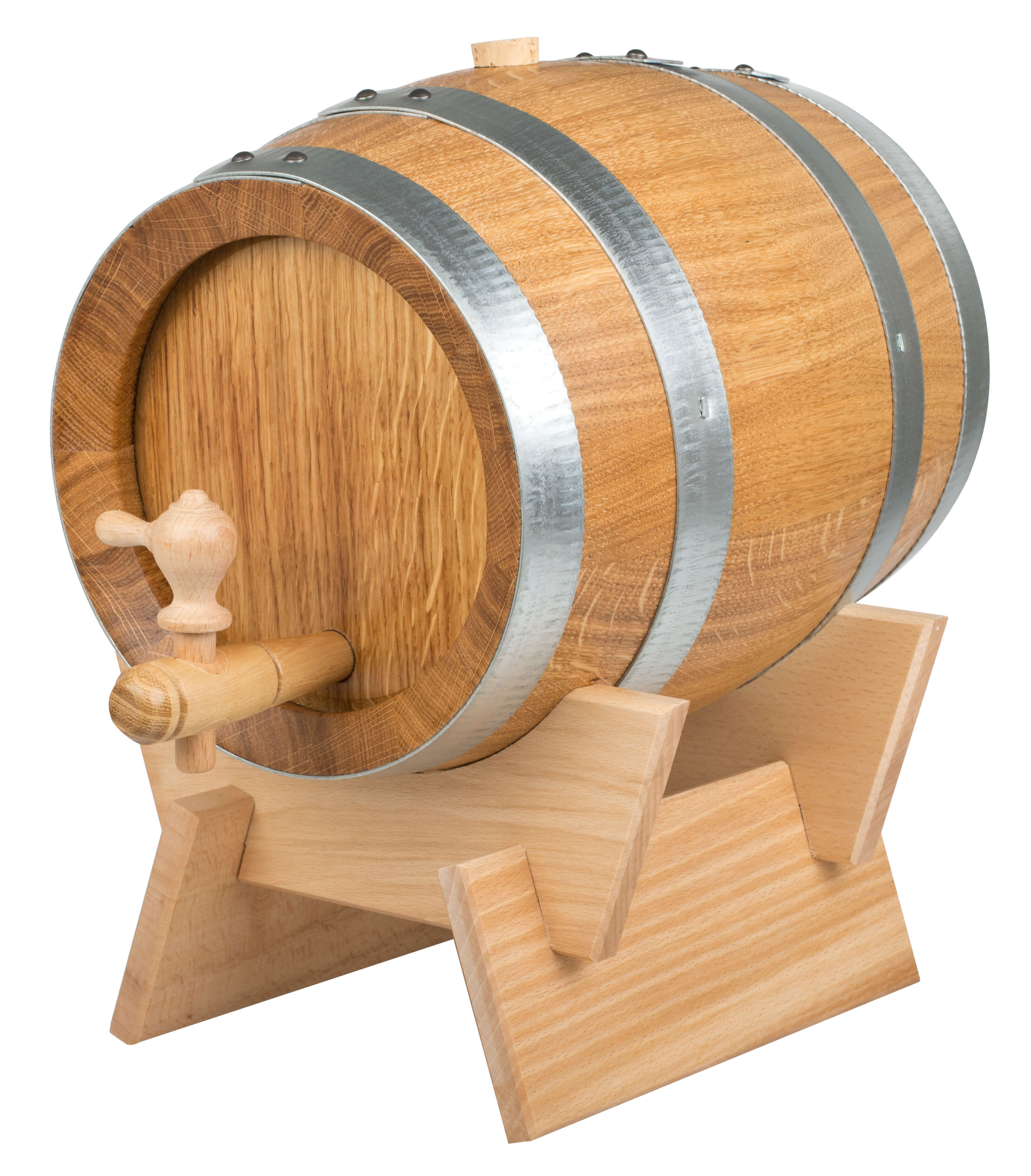Destillate oak barrel, with galvanised collars, 5l