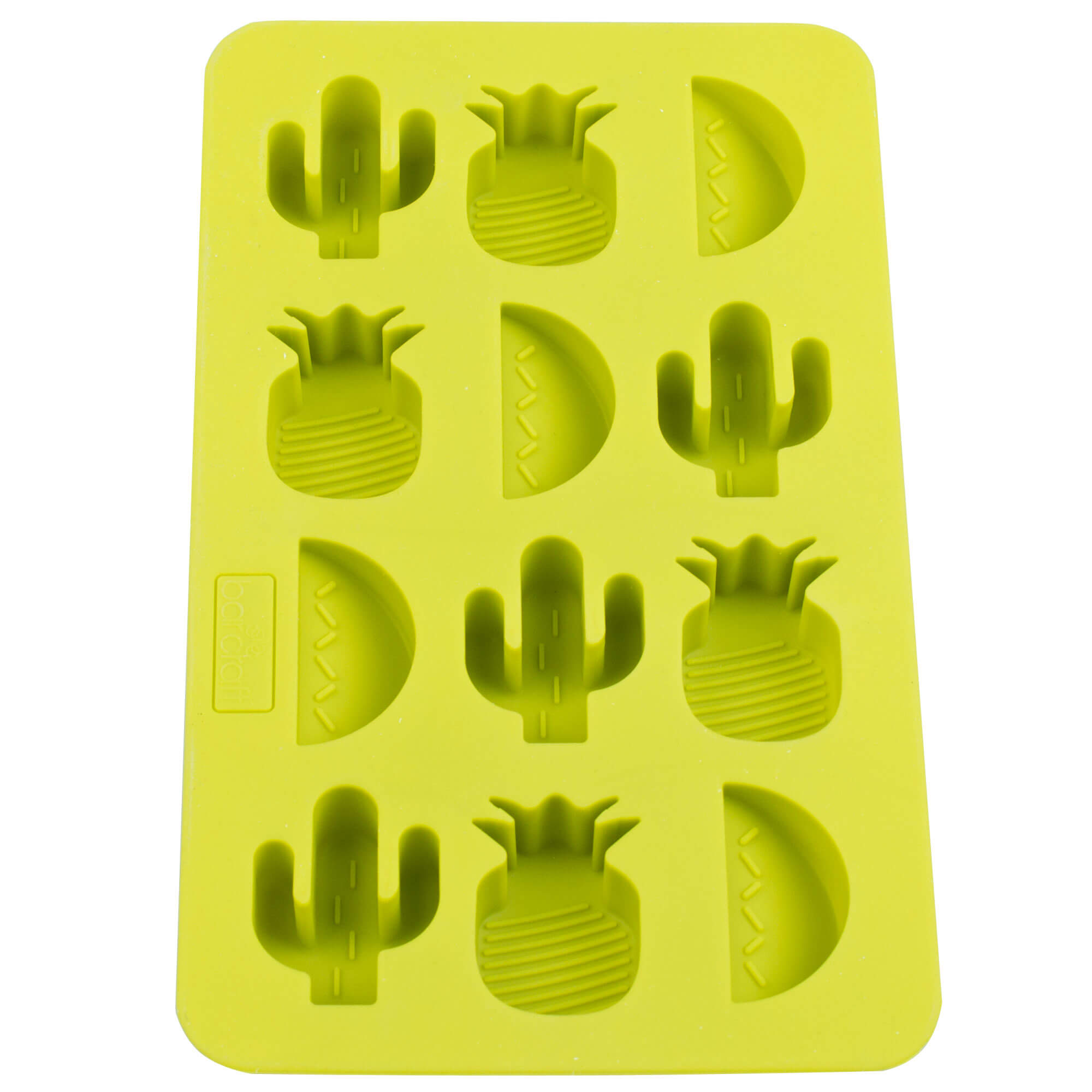 Ice tray tropical, silicone, green - cactus, pineapple, melon