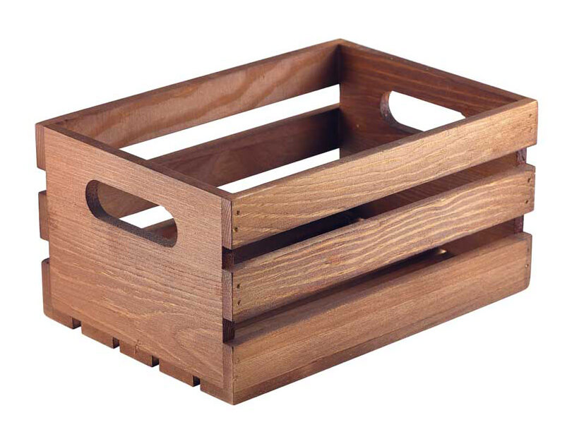 Wooden crate, Dark Rustic brown - 21x15x10,8cm