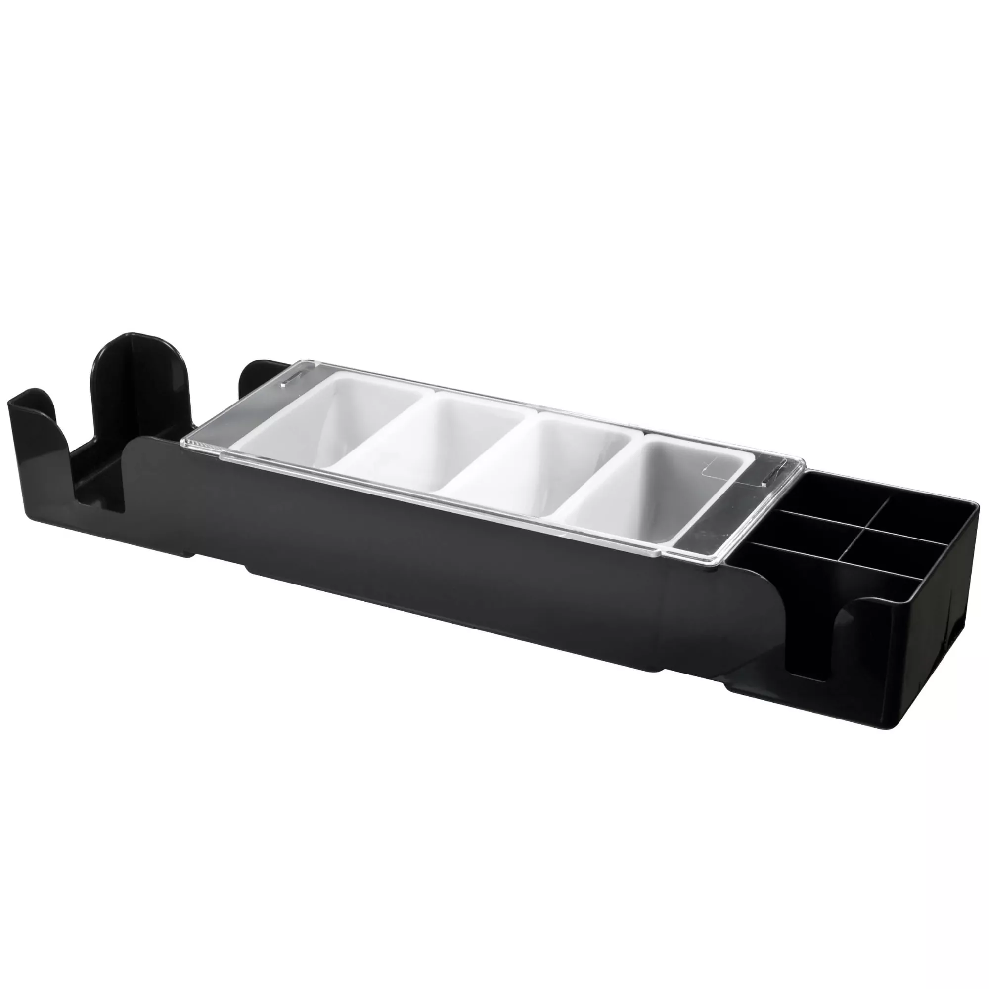 Condiment holder with drinking straw and napkin container Condiment holder with drinking straw and napkin container