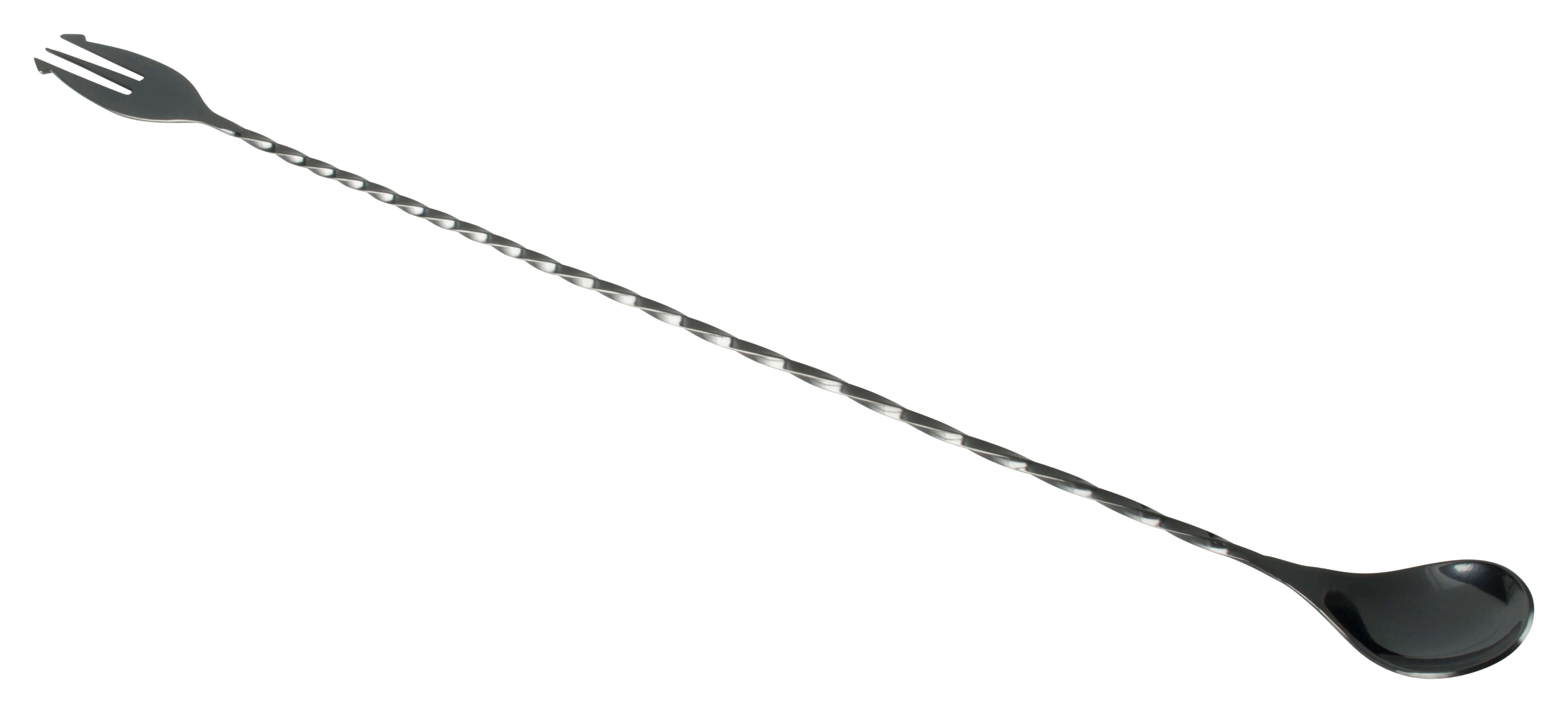 Bar spoon with fork, gunmetal black - 40cm