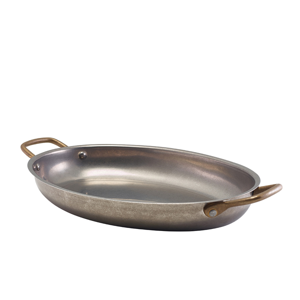 Oval bowl with handles, stainless steel, vintage - 30 x 21 cm (3 pcs.)