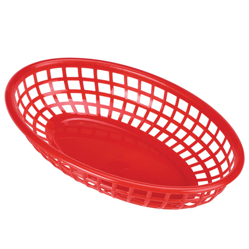 Fast food basket, PP, 23,5x15,4cm - red (6 pcs.)