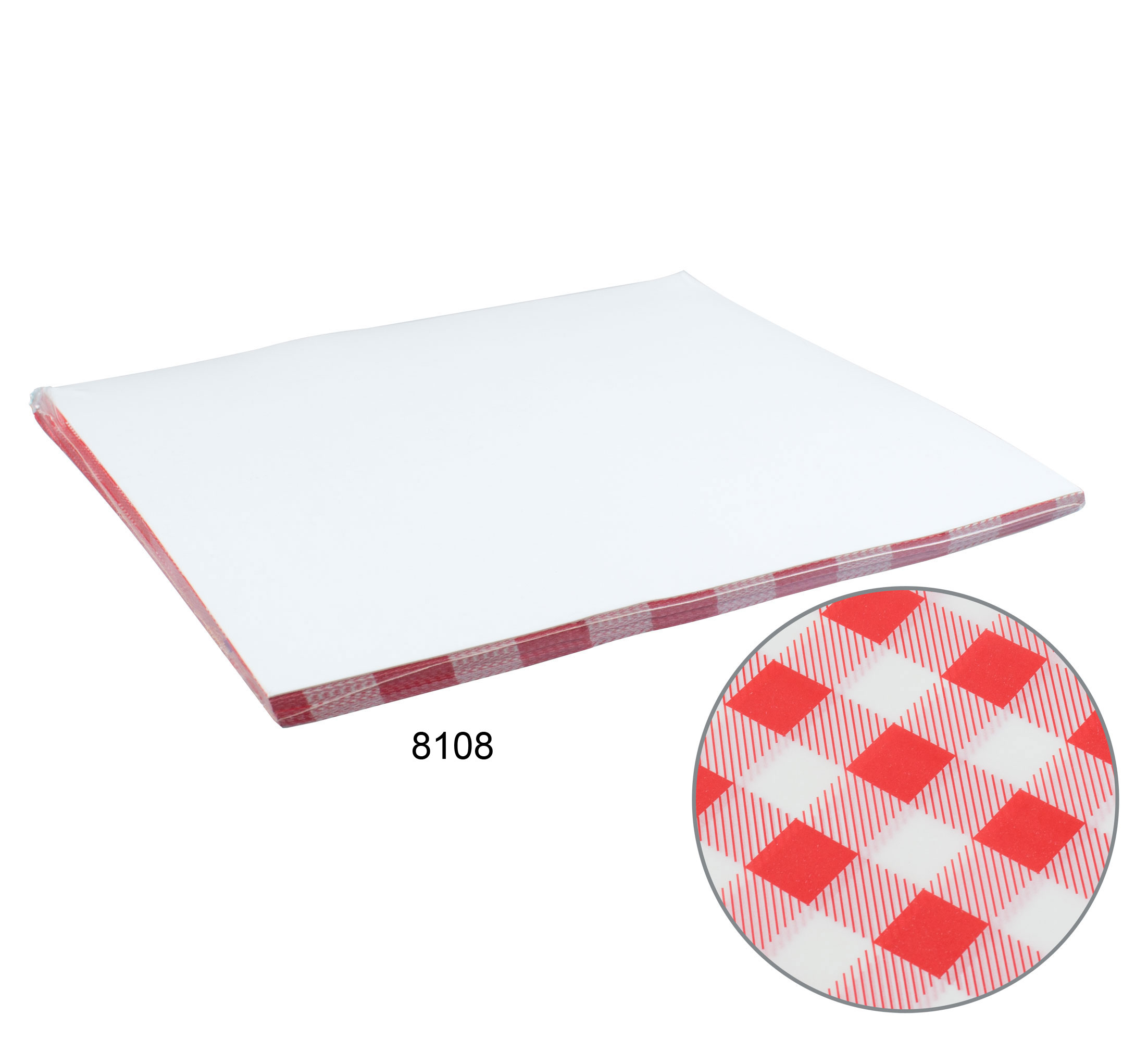 Grease-proof paper, red gingham - 19x31cm (200 pcs.)