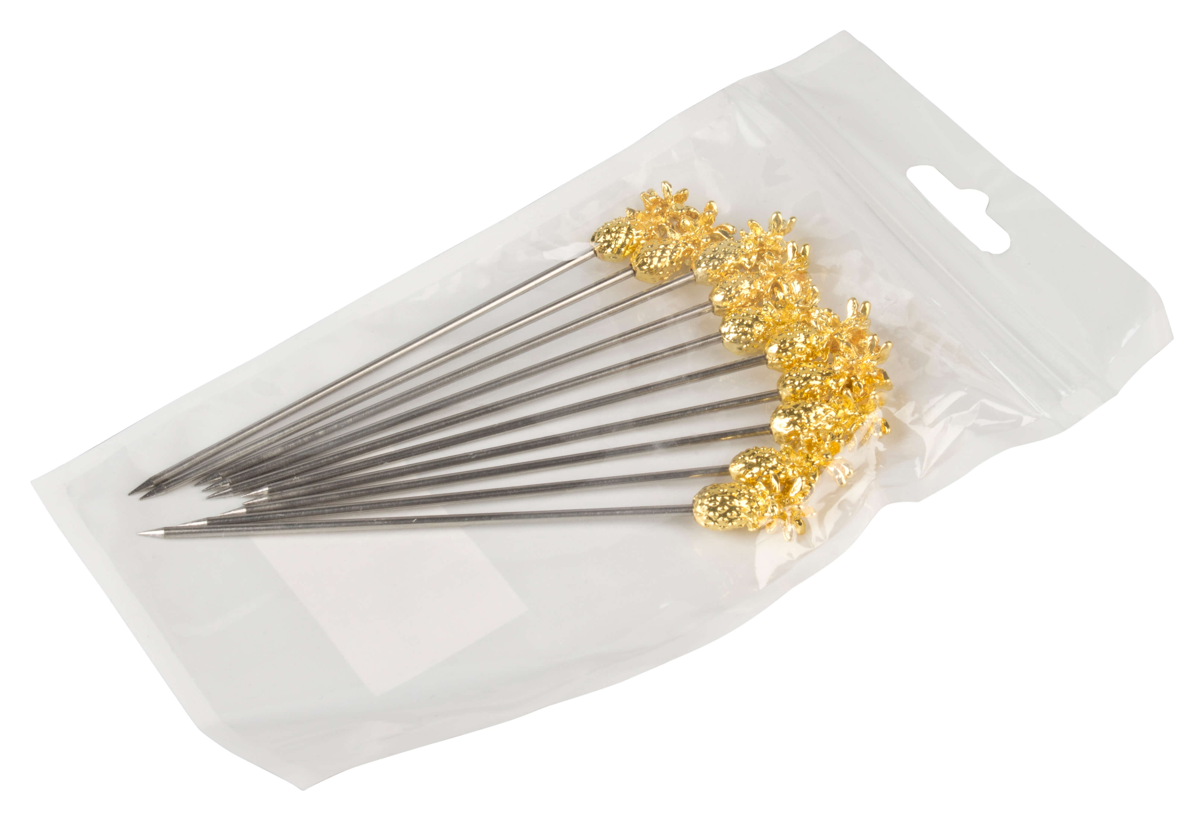 Cocktail skewer, metal - pineapple gold-colored (10 pcs.)
