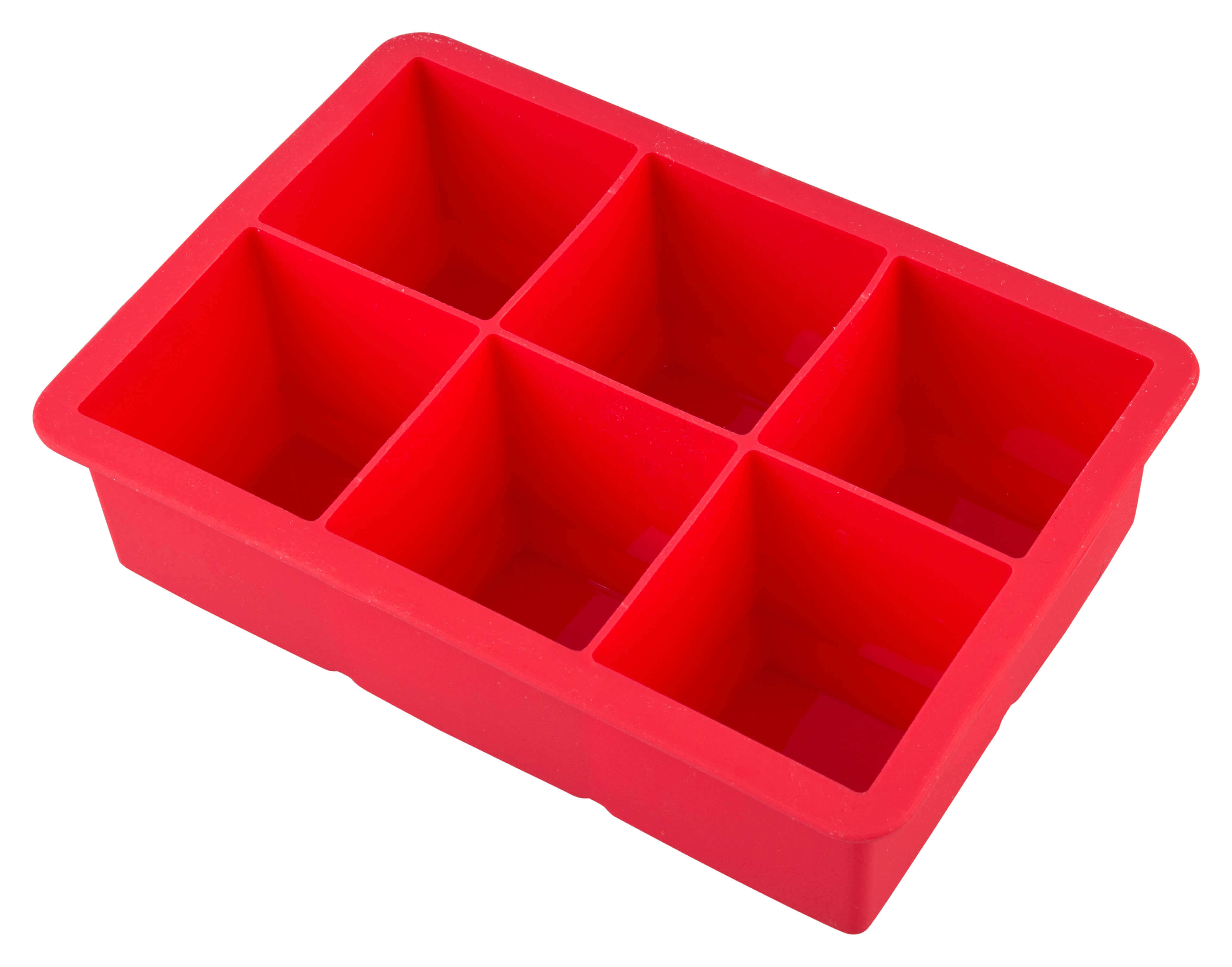 Ice tray 6 cubes, silicone, red - 4,5cm