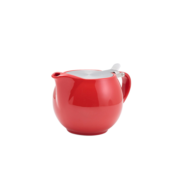 Teapot porcelain red, stainless steel lid & infuser – 500 ml (6 pcs.)