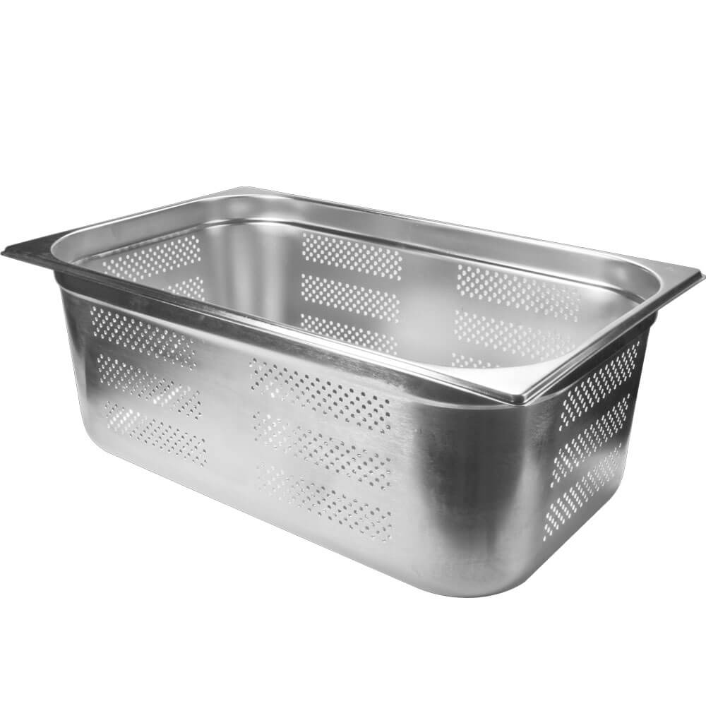 Gastronomy-standard container pierced 200mm depth- st. steel (1/1)