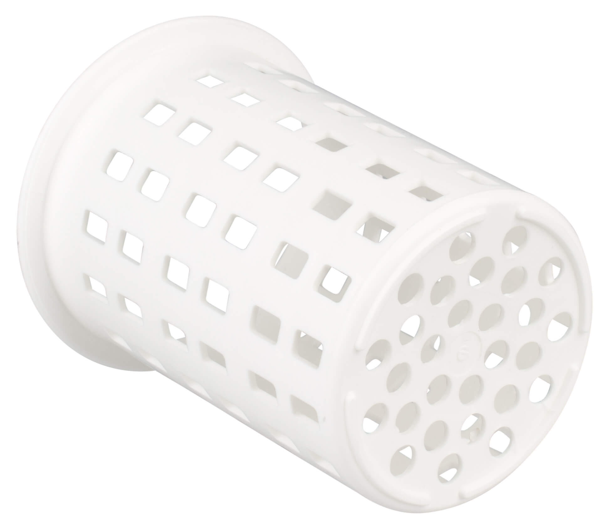 Cutlery basket, round, white plastic- 11x13,5cm