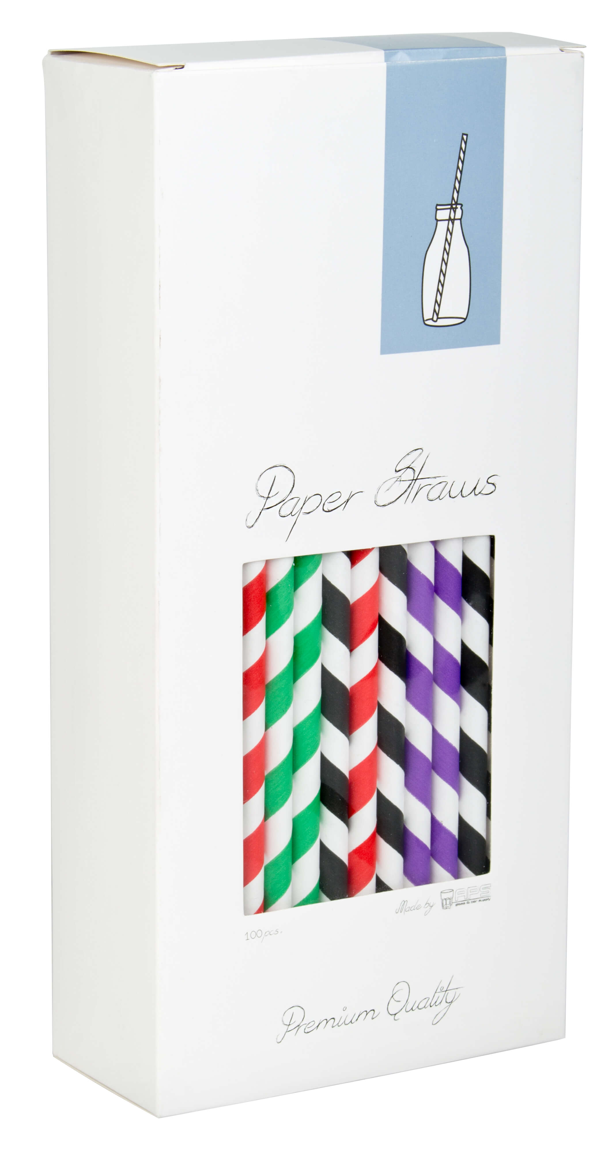 Drinking Straws, Paper (8x255mm) - various colors striped