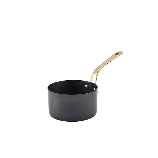 Mini saucepan, stainless steel, vintage, black - 9 x 5,25 cm (6 pcs.)
