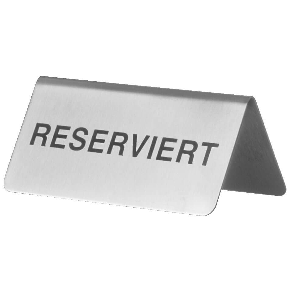 Table sign "Reserviert" (reserved) - stainless steel