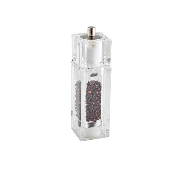 Combi Pepper Grinder and Salt Shaker, square - acrylic (16,5cm) Combi Pepper Grinder and Salt Shaker, square - acrylic (16,5cm)