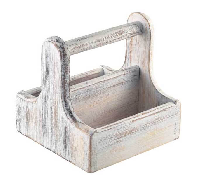 Table caddy / bar organizer, wood, white - 15x15,3x15cm