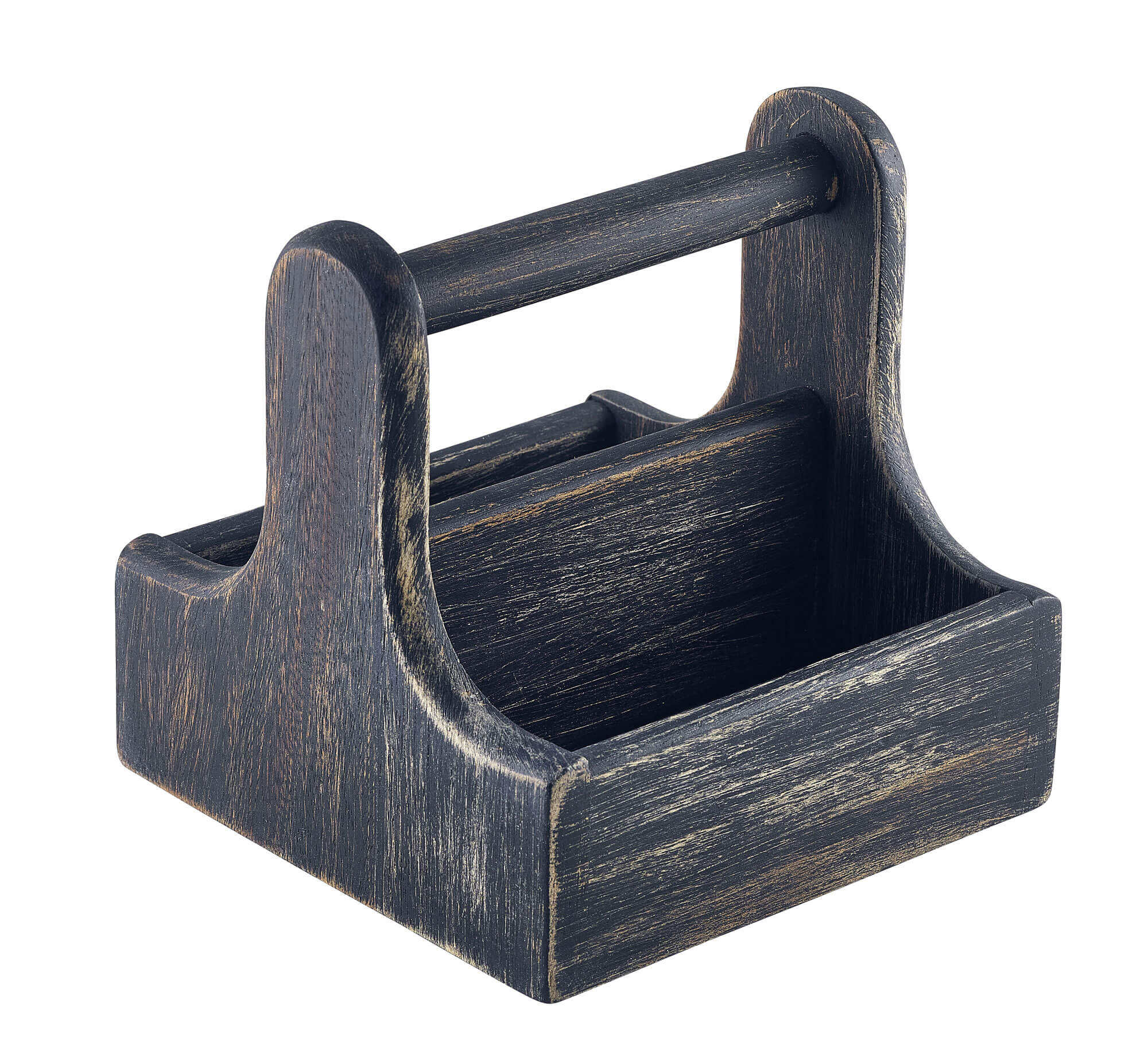 Table Caddy / Bar Organizer, wood, black - 15x15,3x15cm