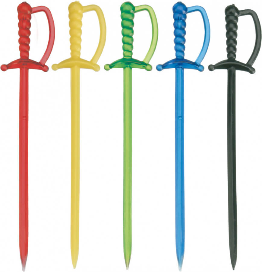 Cocktail picks sword, colourful - 15 x 80mm (250pcs.)