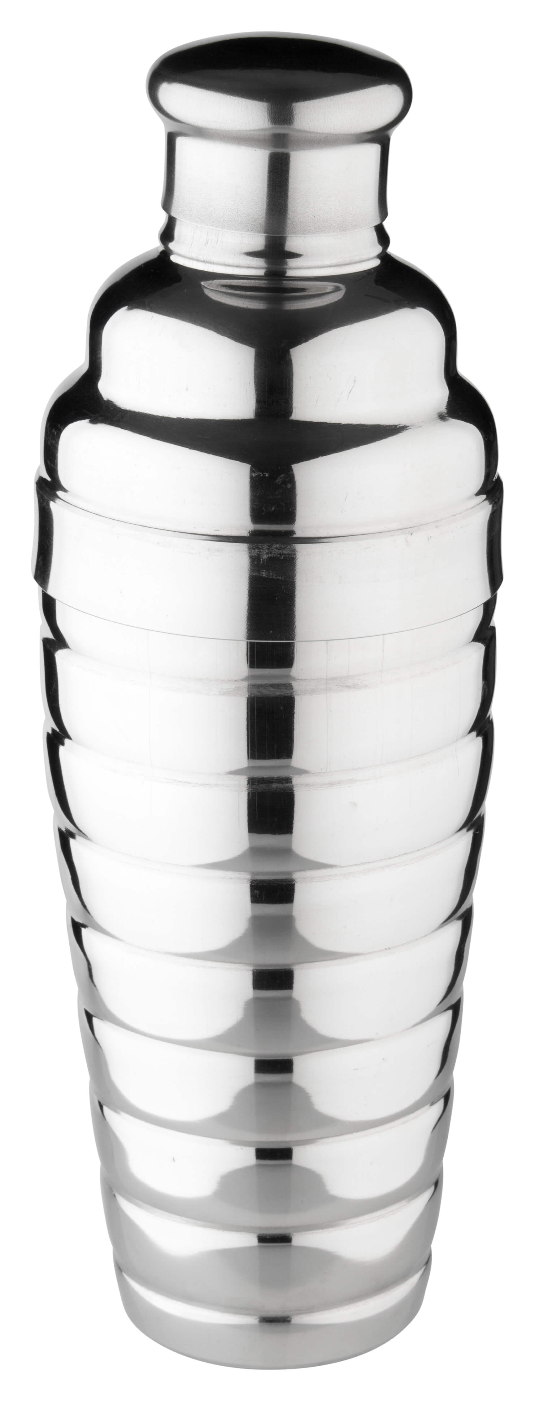 3-piece cocktail shaker, grooved - stainless steel (700ml)