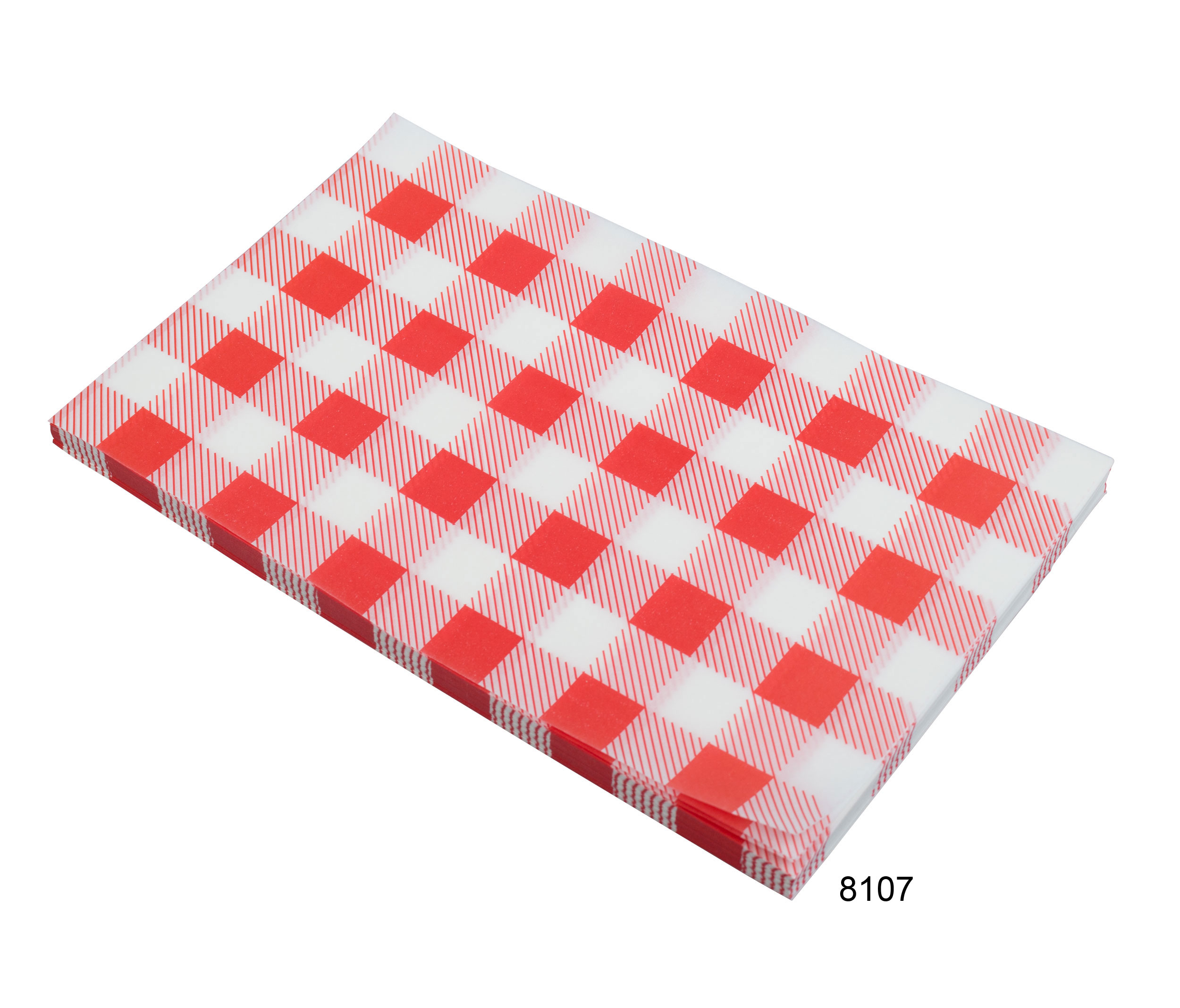 Grease-proof paper, red gingham - 25x25cm (200 pcs.)