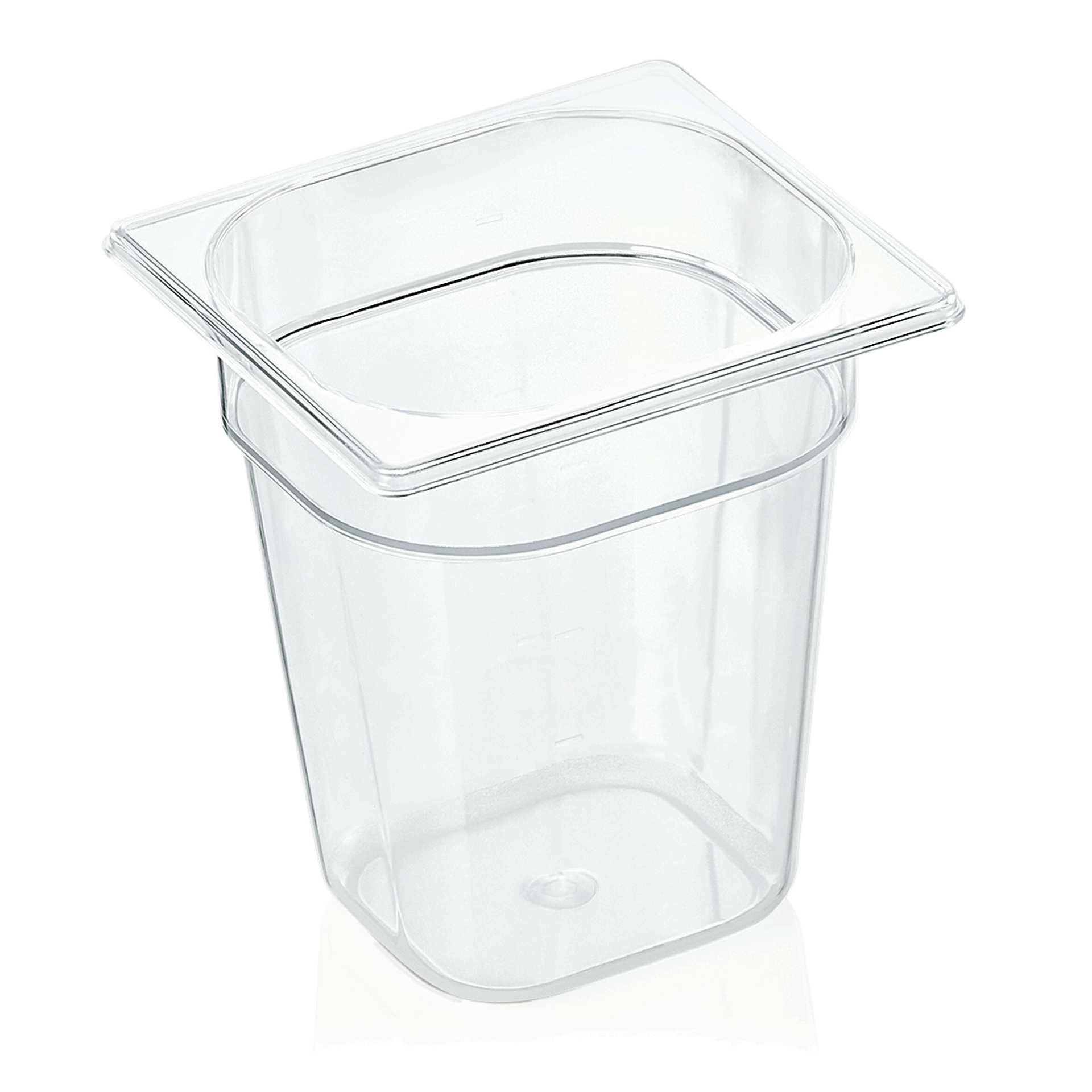 GN 1/6 container with scale, polycarbonate transparent - H 20cm (GN 94 series) GN 1/6 container with scale, polycarbonate transparent - H 20cm (GN 94 series)