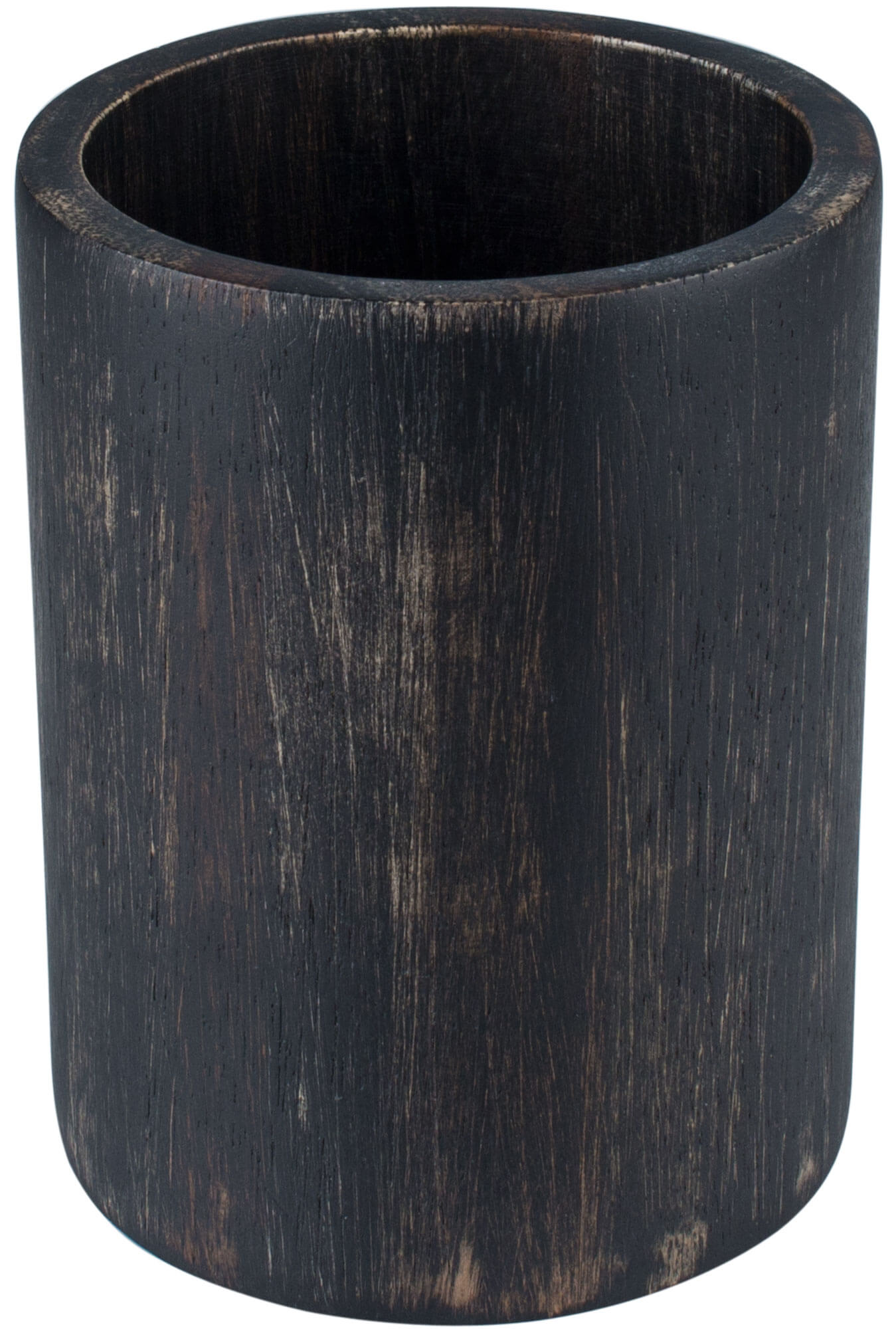 Cutlery holder acacia wood black/washed - 10x13,2cm