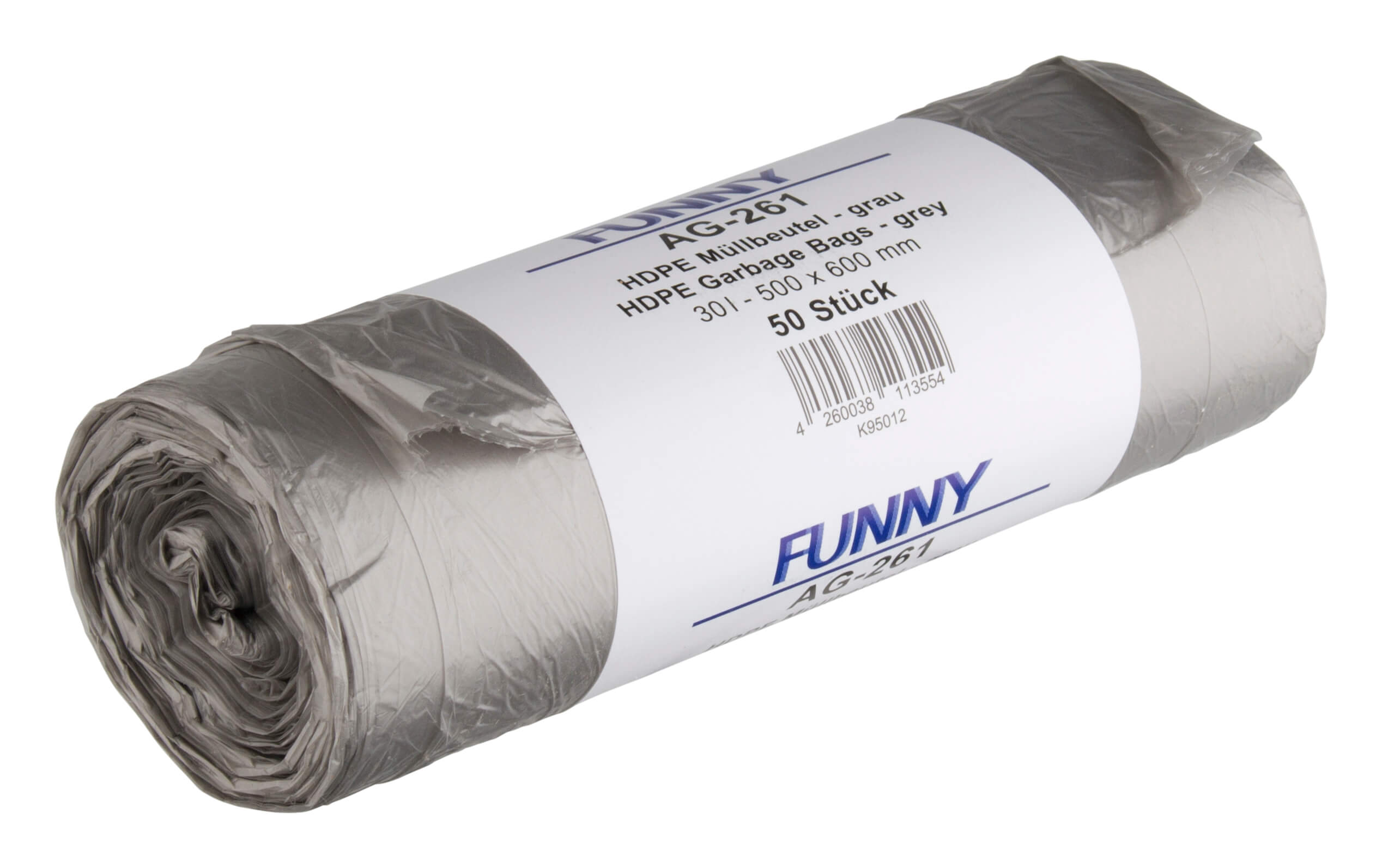 Waste bags, HDPE, grey - 30l (1 roll with 50 pcs.)
