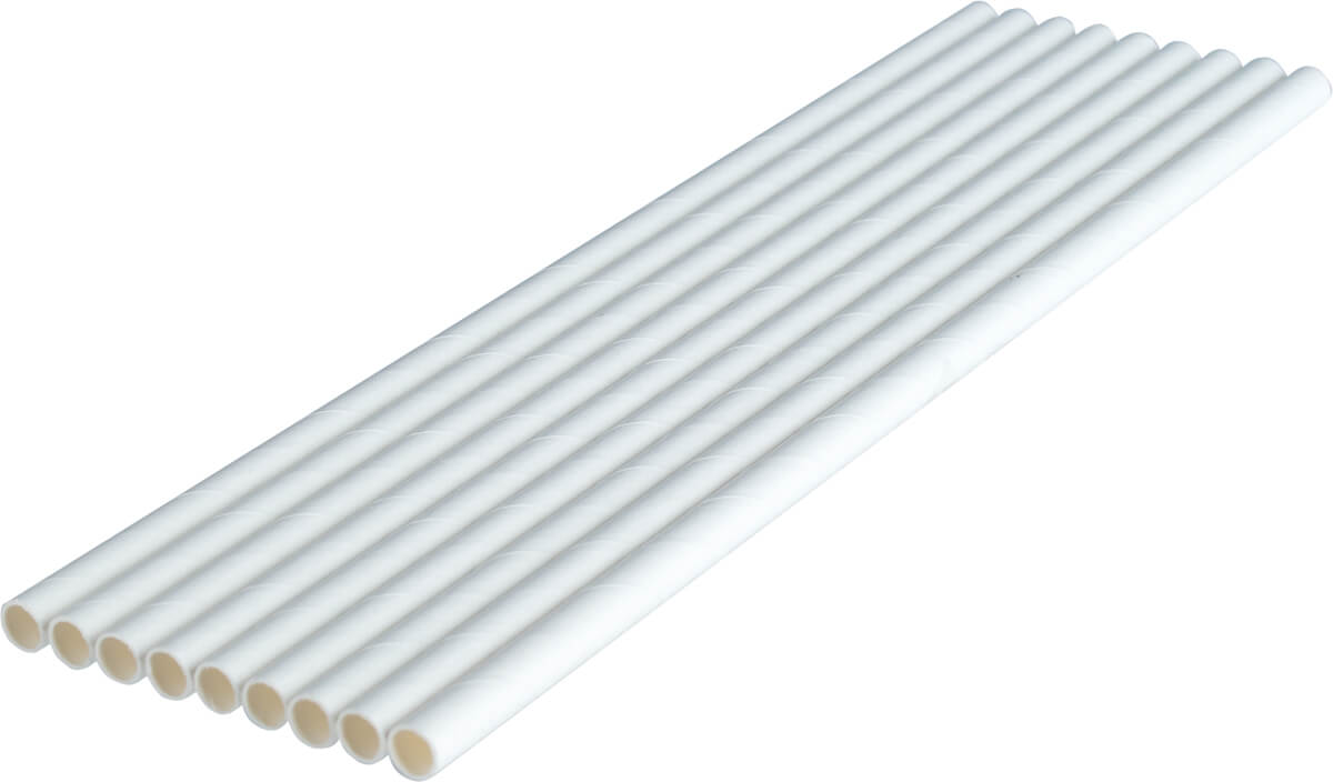 Drinking straws, paper (6x200mm) - white (500 pcs.)