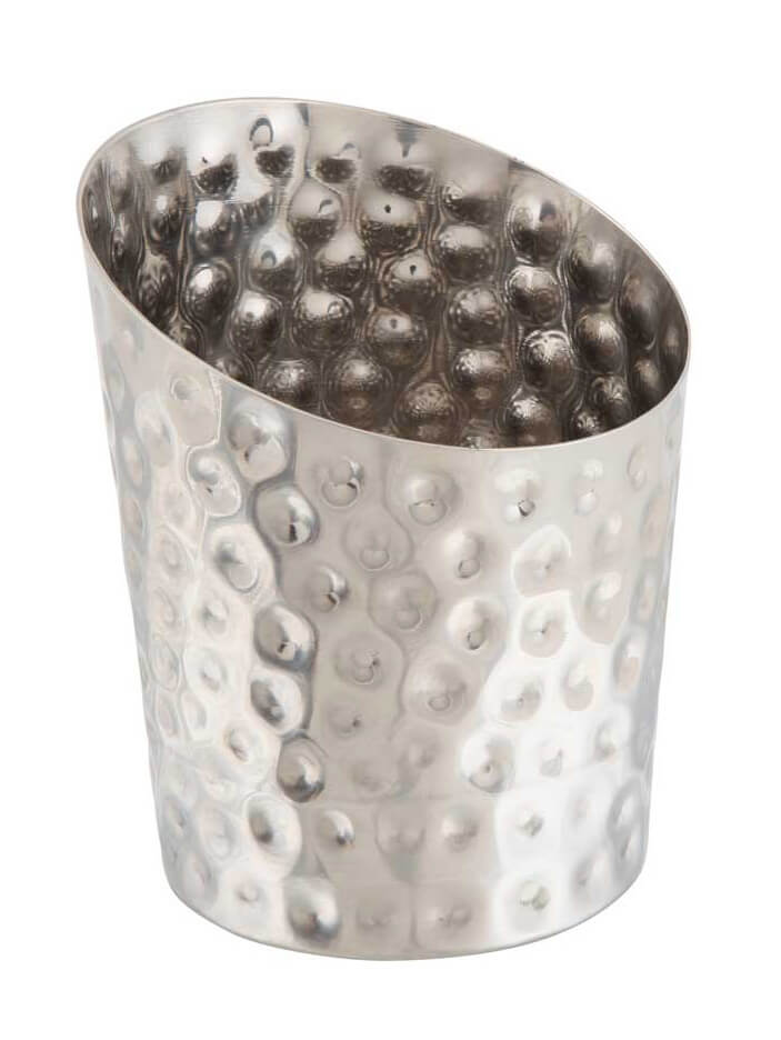 Stainless steel cup, bevel cut - hammered (11,6cm)