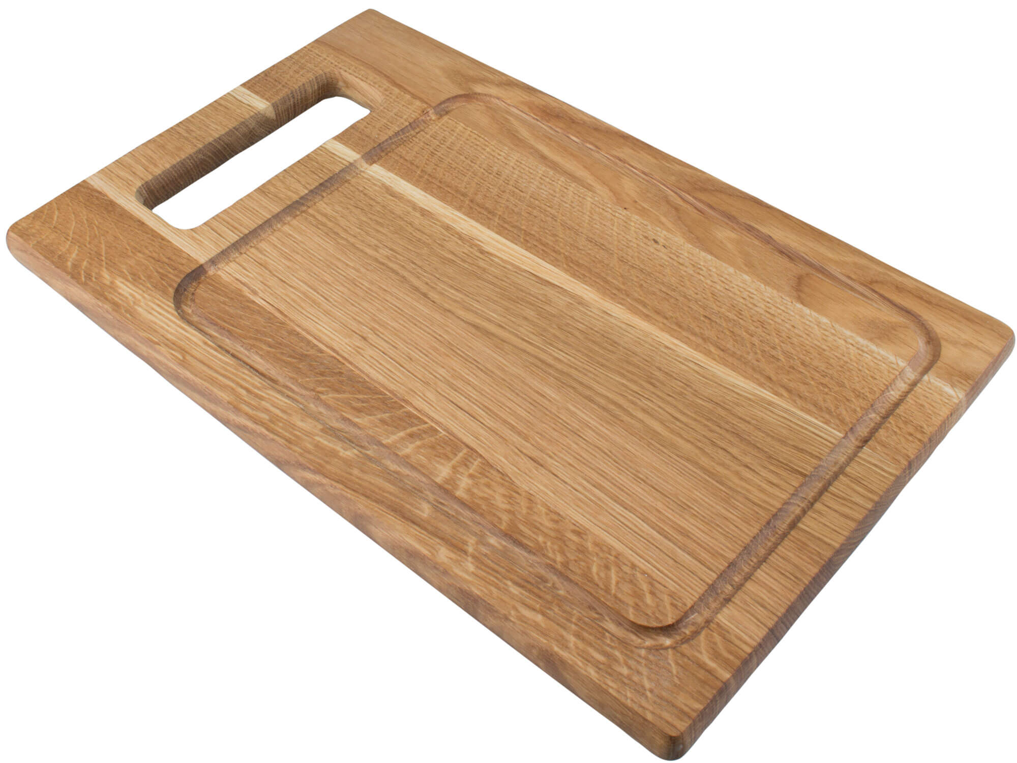 Cutting board, oak wood, handle and juice groove - 40x24,5cm