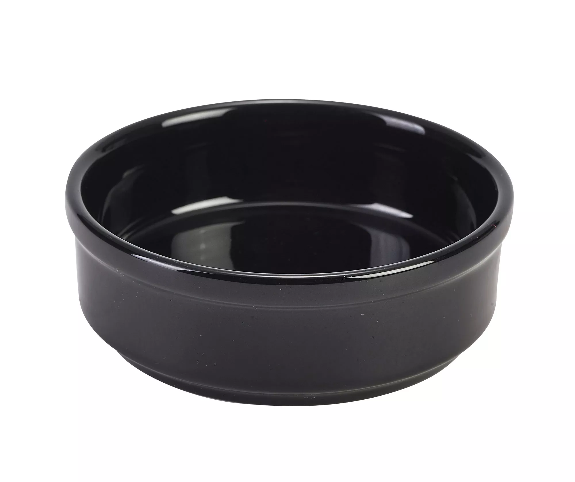 Porcelain round dish, black - 140ml (6 pcs.) Porcelain round dish, black - 140ml (6 pcs.)