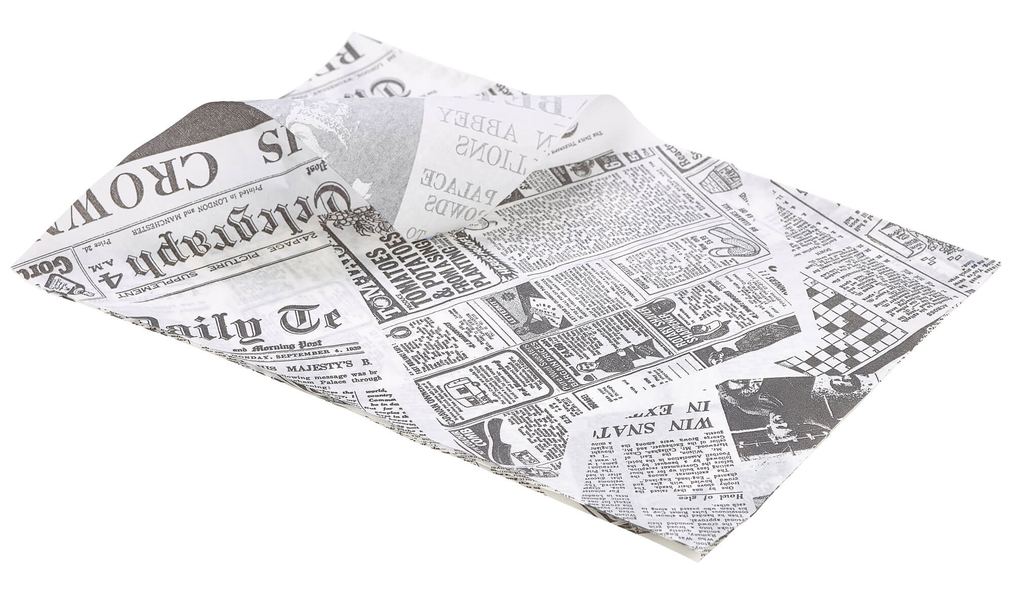 Grease-proof paper, Newspaper white - 35x25cm (1000 pcs.)