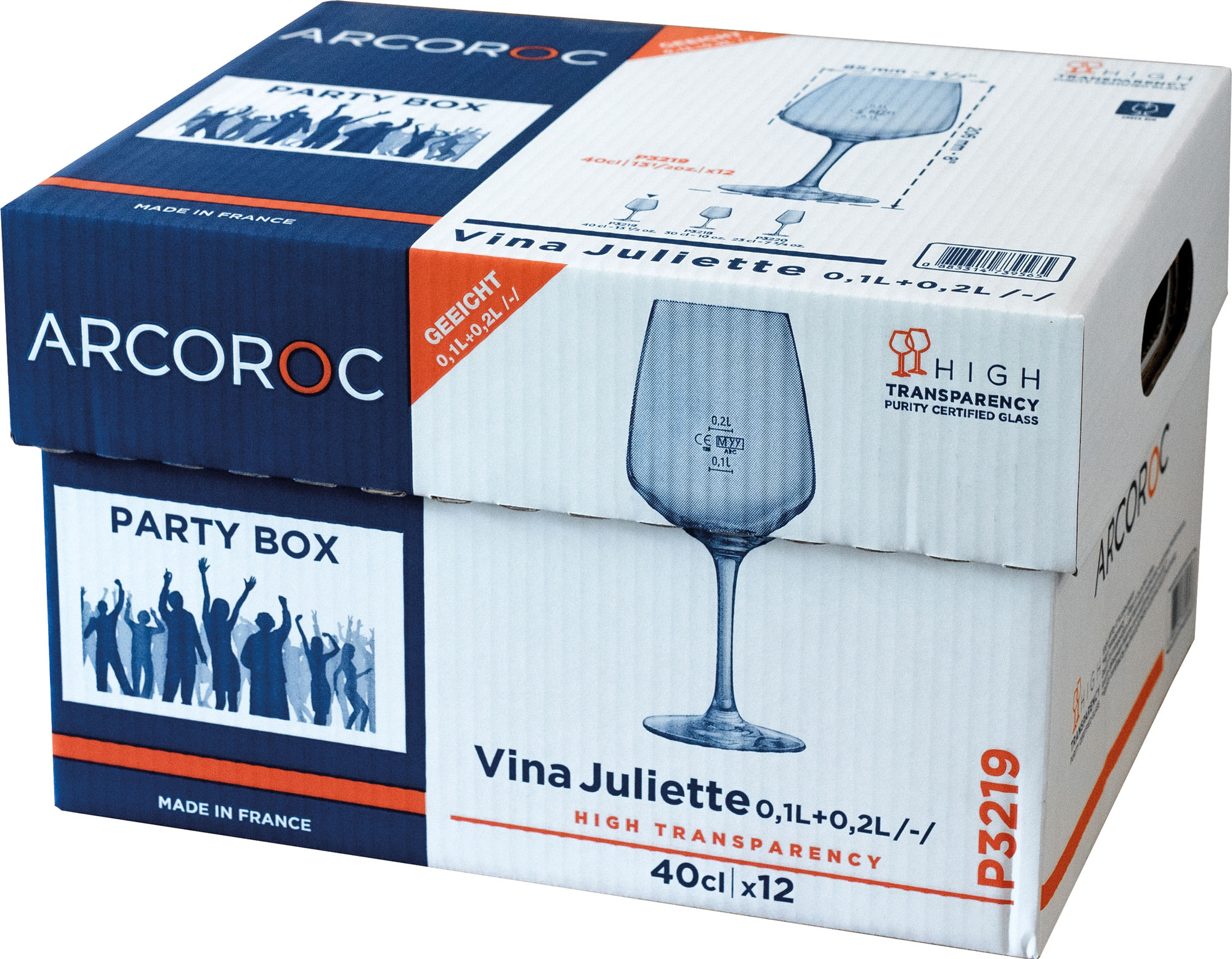 Wine glass Vina Juliette, Arcoroc - 400ml, 0,1+0,2l CM (1 pc.)