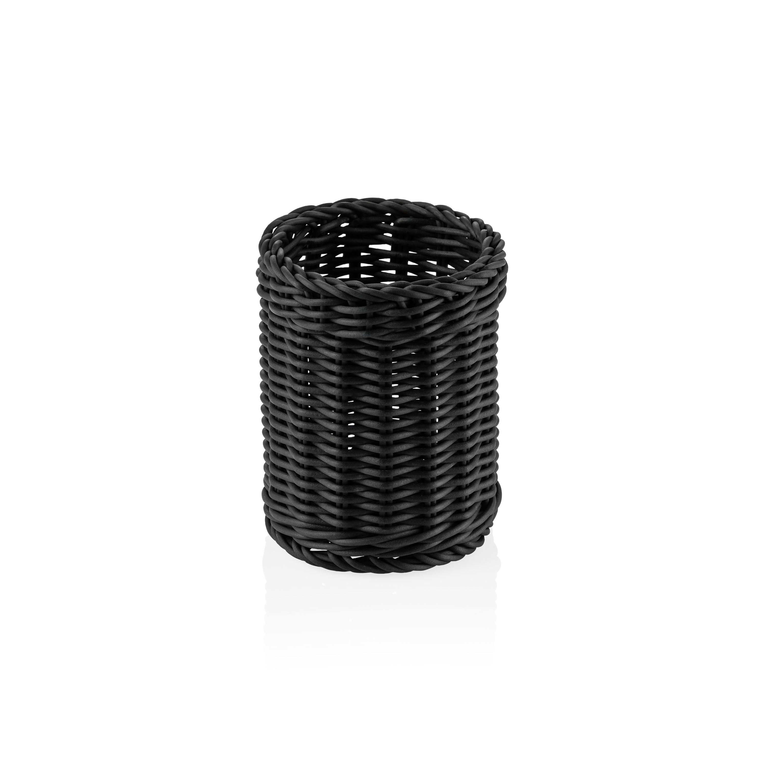 Cutlery basket cylinder, polypropylene black - 12x15cm
