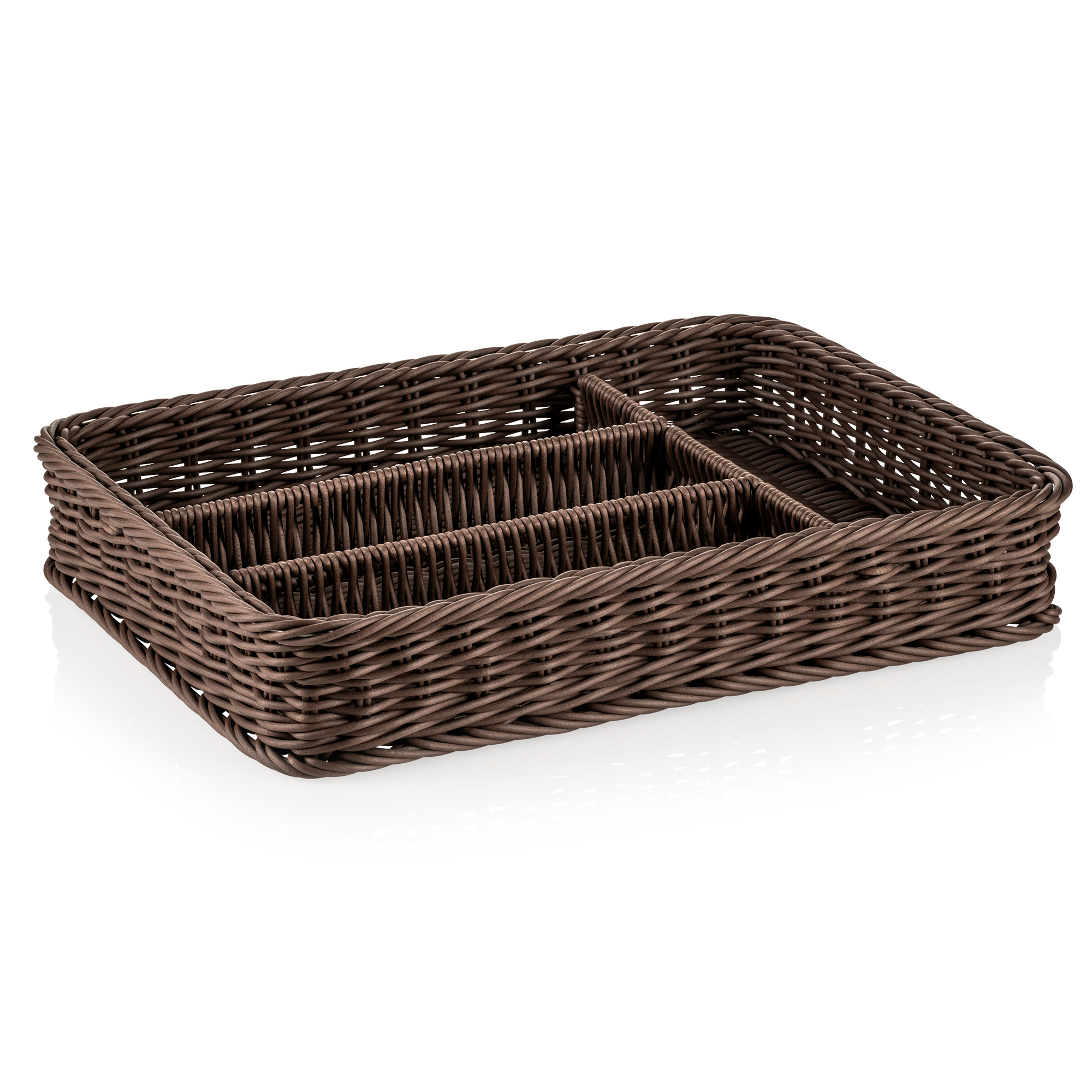 Cutlery basket, polypropylene, brown, 40x30x6.5 cm Cutlery basket, polypropylene, brown, 40x30x6.5 cm