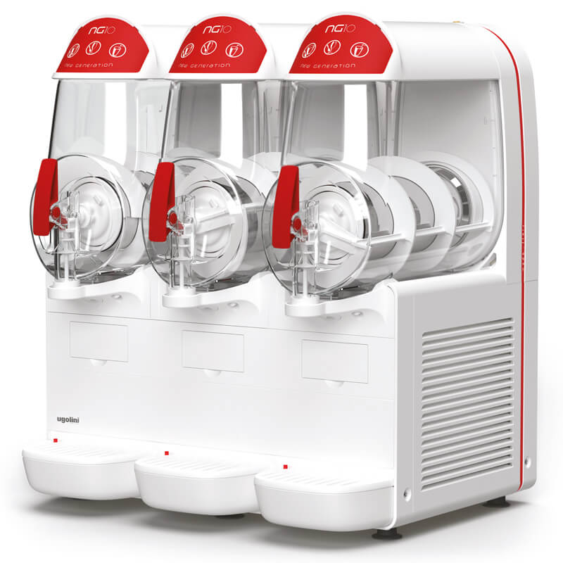 Slush ice machine Granitor® NG Easy 10-3 white R290 water-cooled, 3 x 10 liter containers Slush ice machine Granitor® NG Easy 10-3 white R290 water-cooled, 3 x 10 liter containers