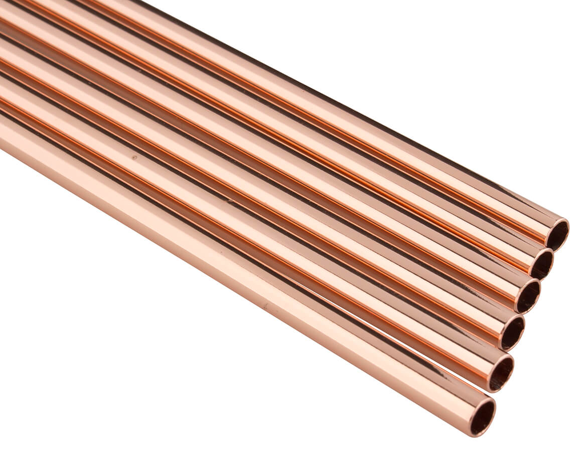 Drinking straws, stainless steel (5x230mm) - copper colored (6 pcs.)