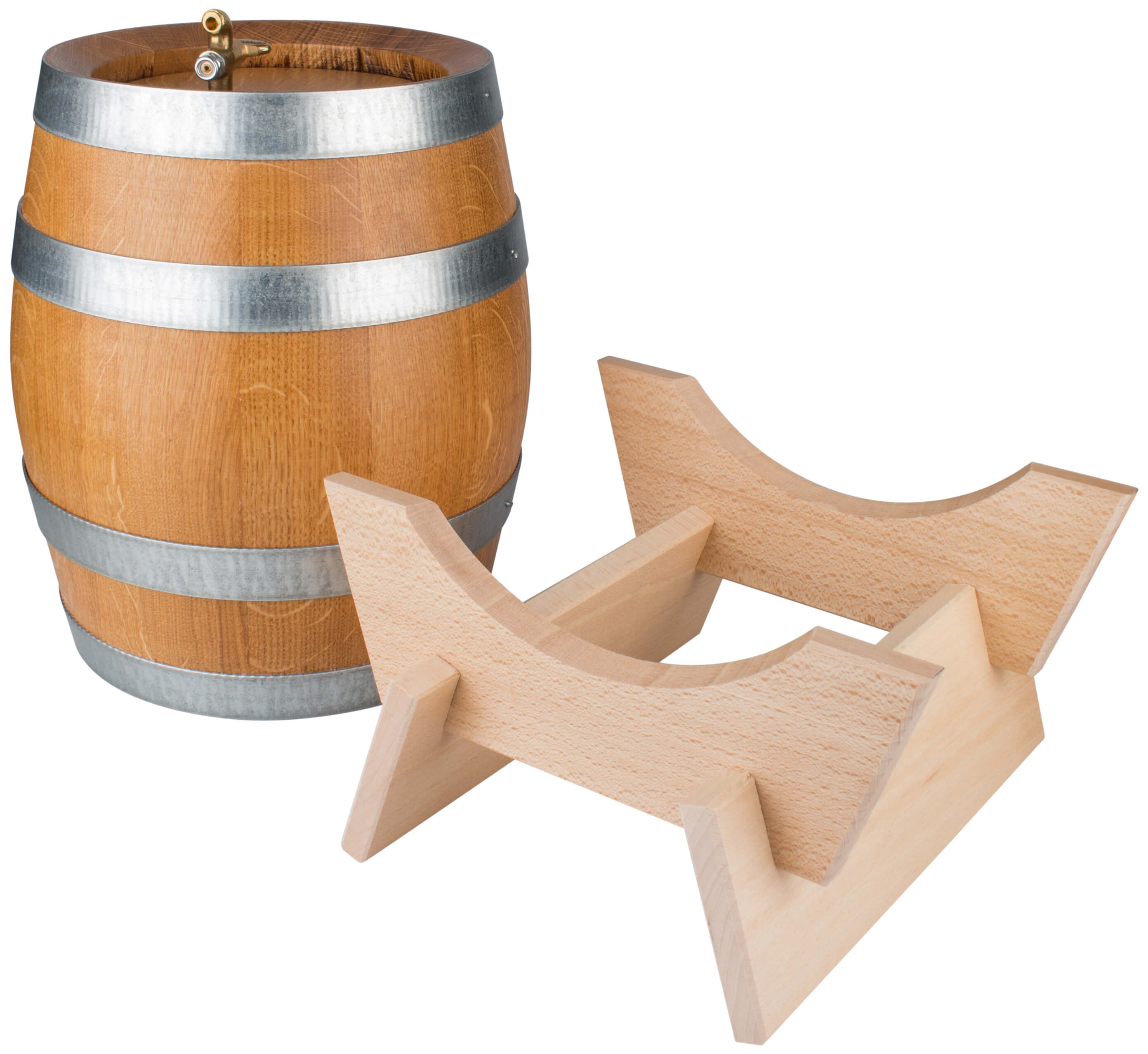 Destillate oak barrel, galvanized collars, brass tap - 5l