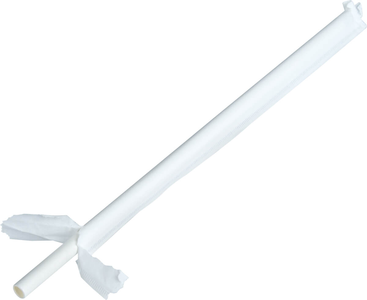 Drinking straws, paper (6x200mm), paper-wrapped - white (500 pcs.)