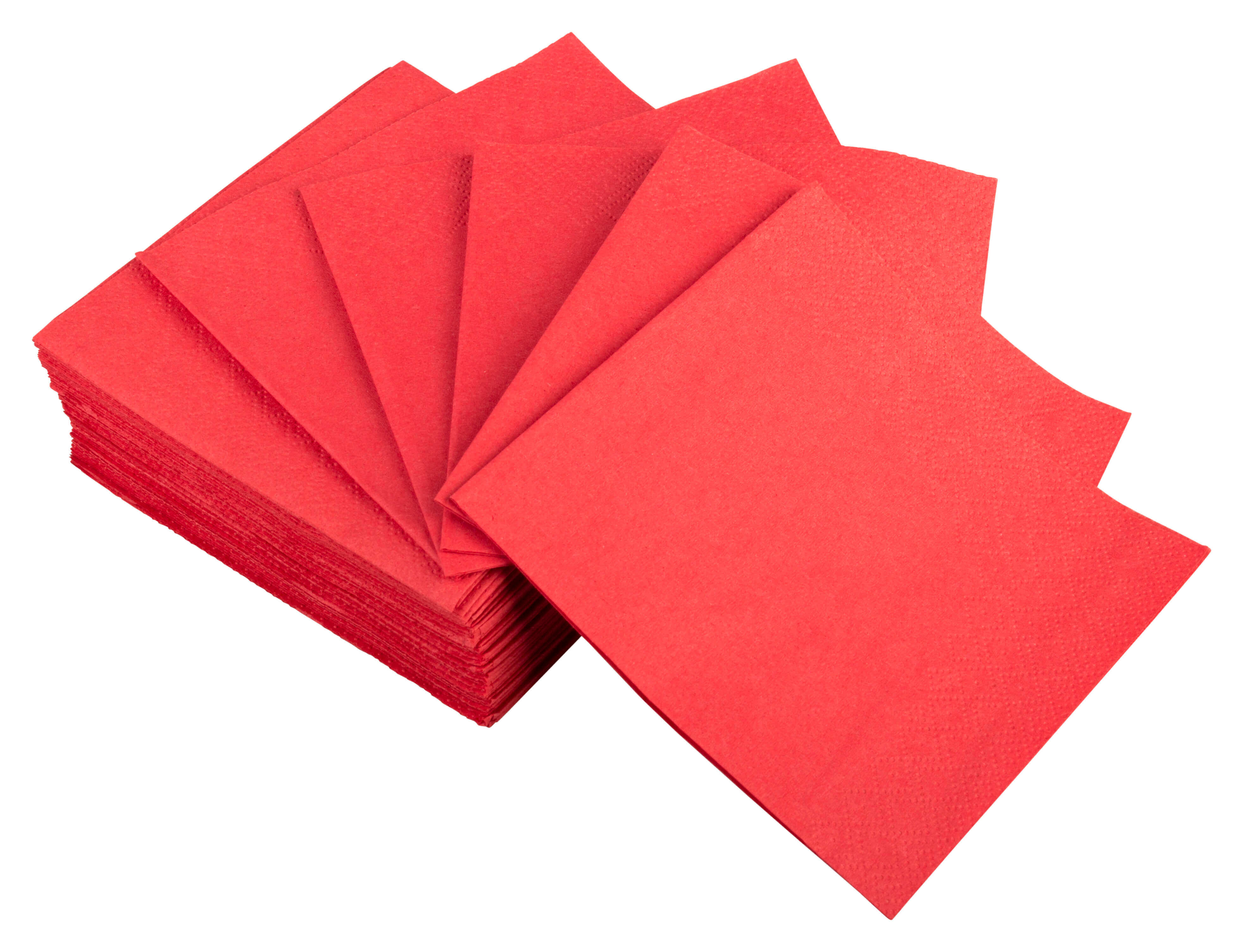 Cocktail napkins, 24x24cm, 1/4 fold, 2-layers - red (300 pcs.)