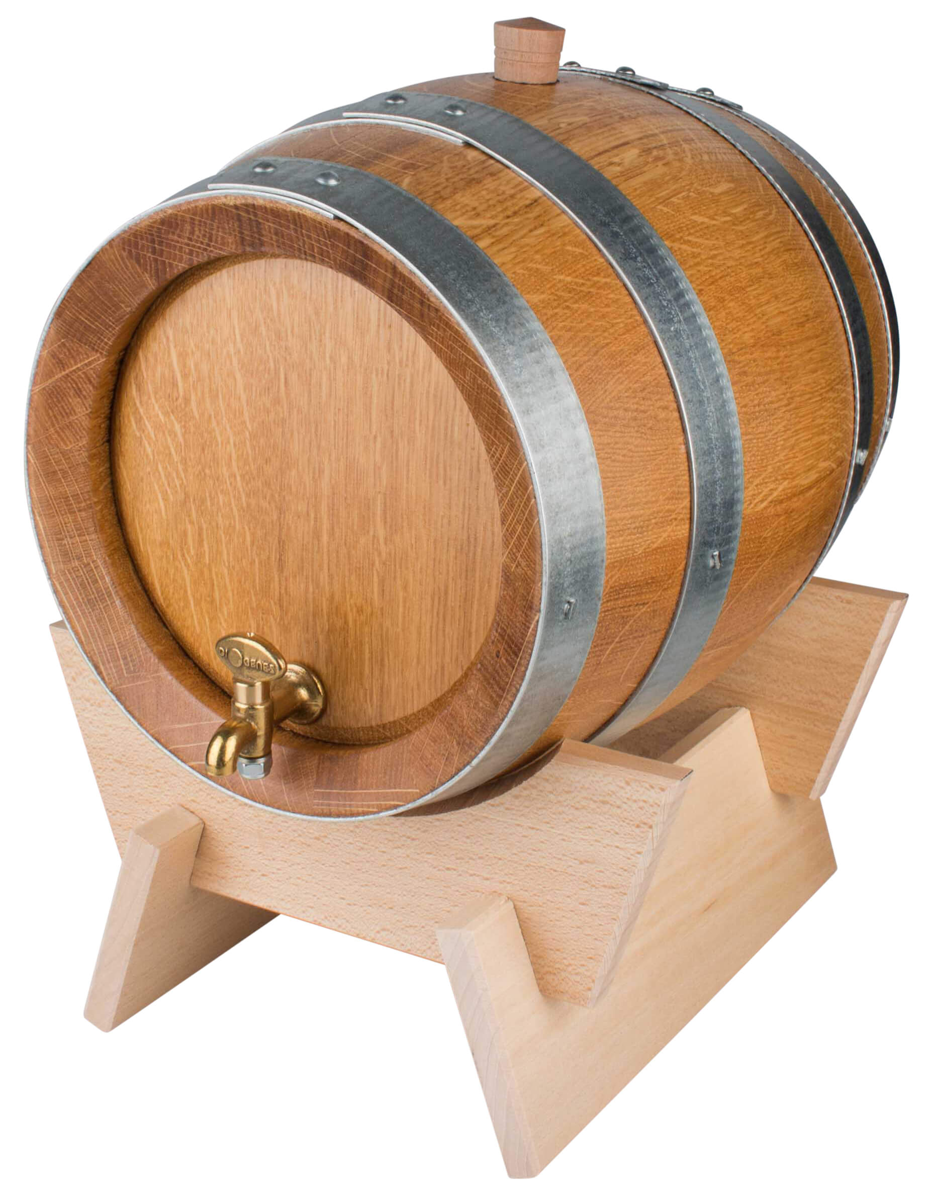 Destillate oak barrel, galvanized collars, brass tap - 5l