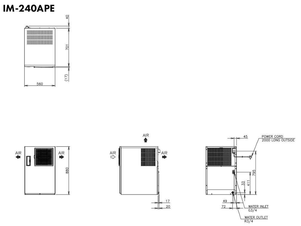 Hoshizaki IM-240APE - standard cube (28 x 28 x 32mm) 185kg Hoshizaki IM-240APE - standard cube (28 x 28 x 32mm) 185kg