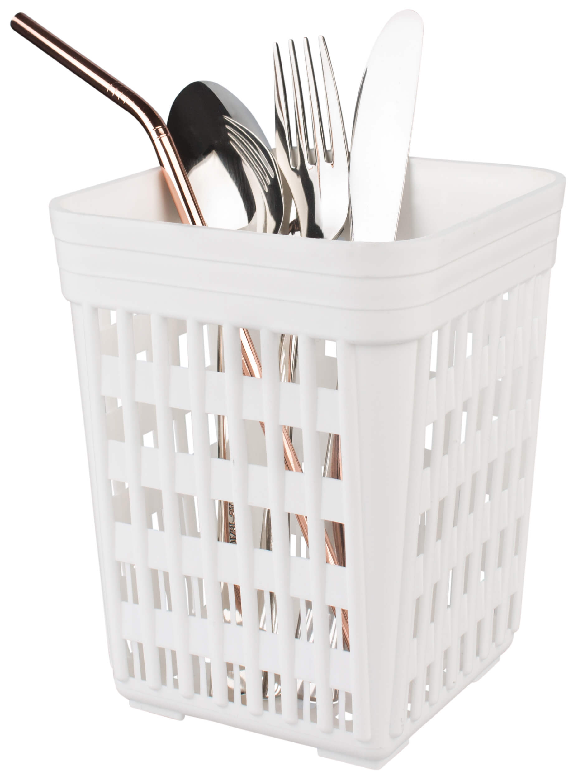 Cutlery basket, white plastic PP - 13,8x10,8cm