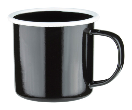 Enamel mug, black, with handle - 360ml
