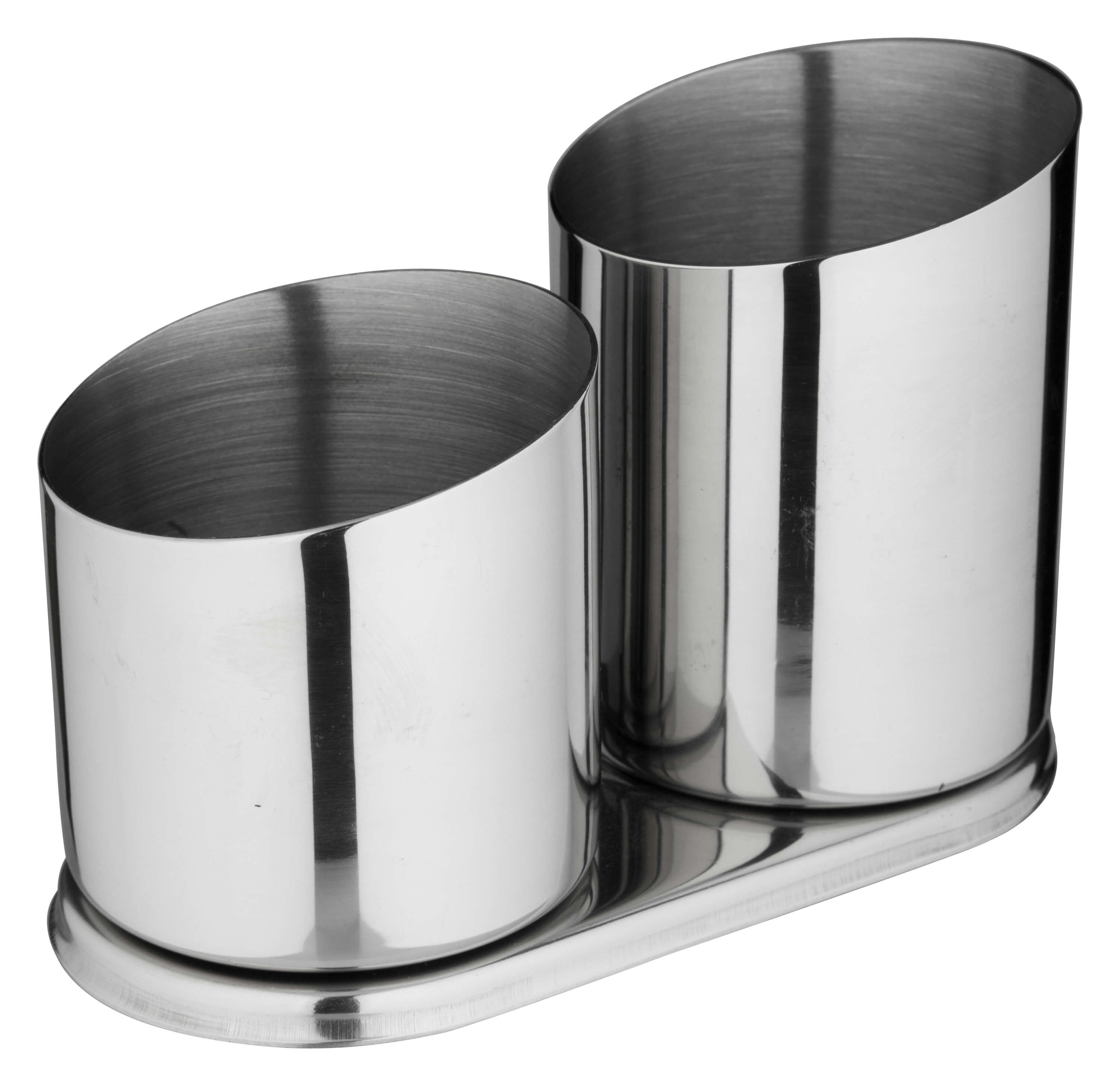 Bar straw holder and cutlery holder, stainless steel - 2 cups