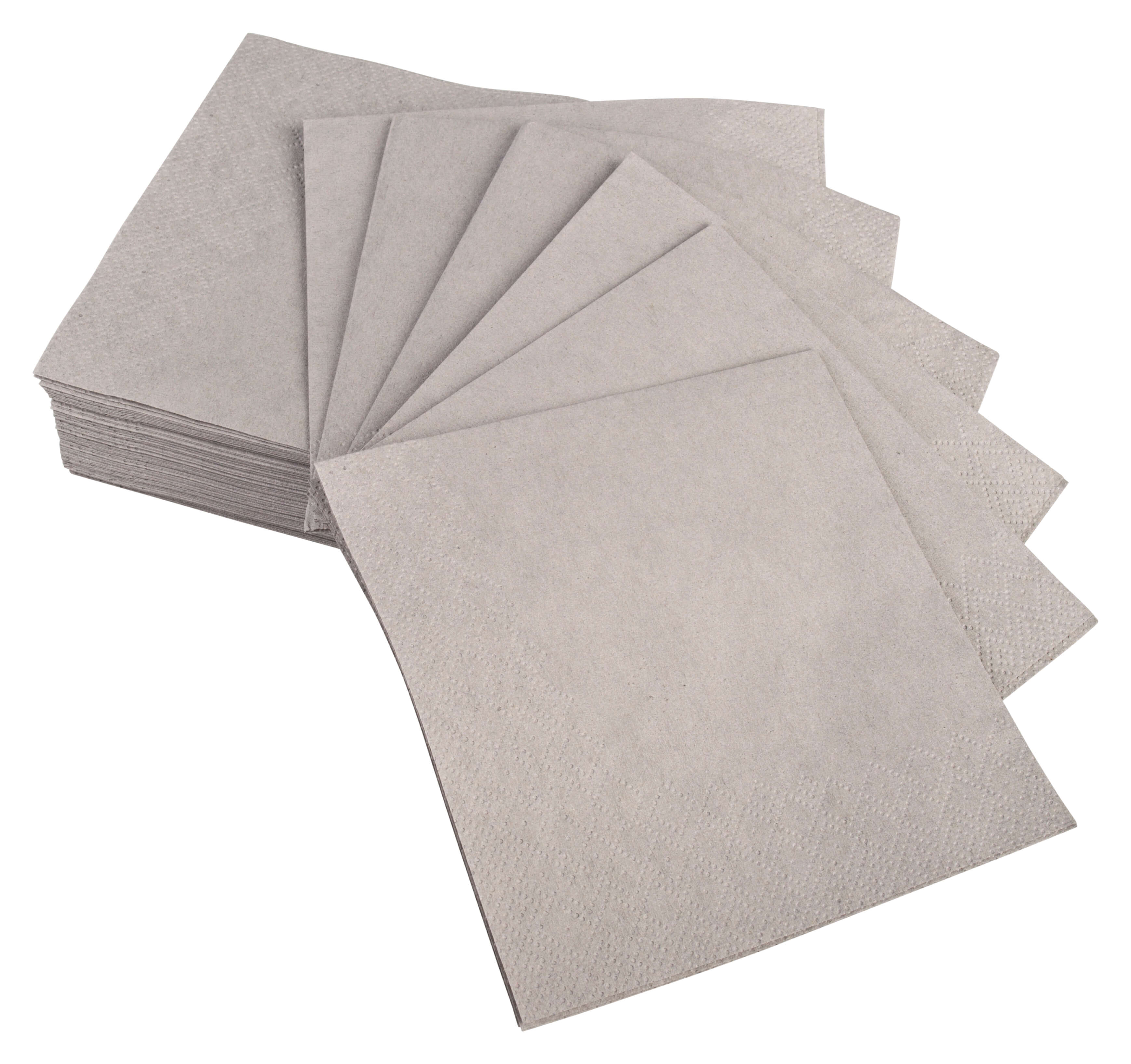 Cocktail napkins, 24x24cm, 1/4 fold, 2-layers - grey (300 pcs.)