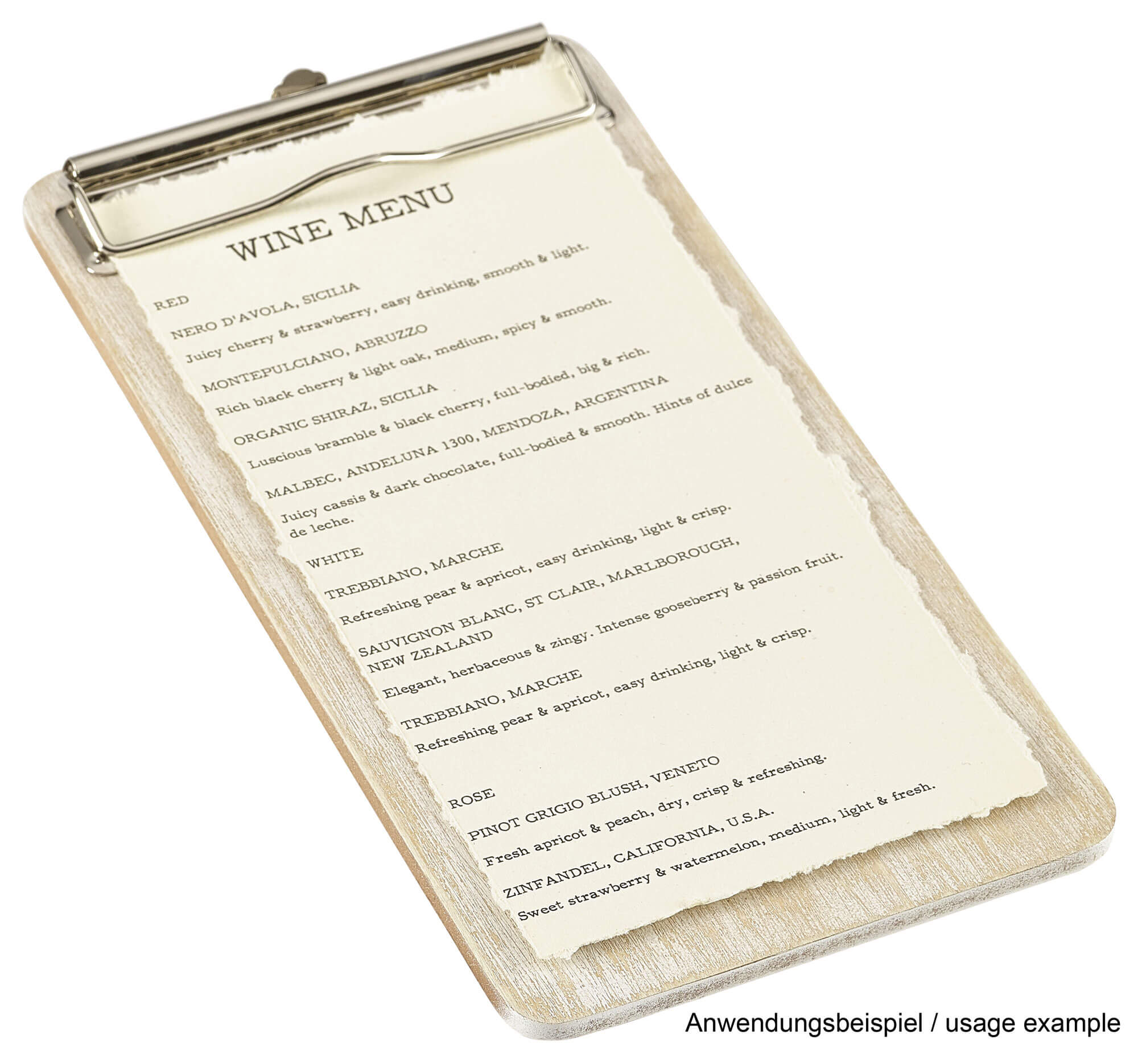 Clipboard elongated (24,5x13cm), wooden - white