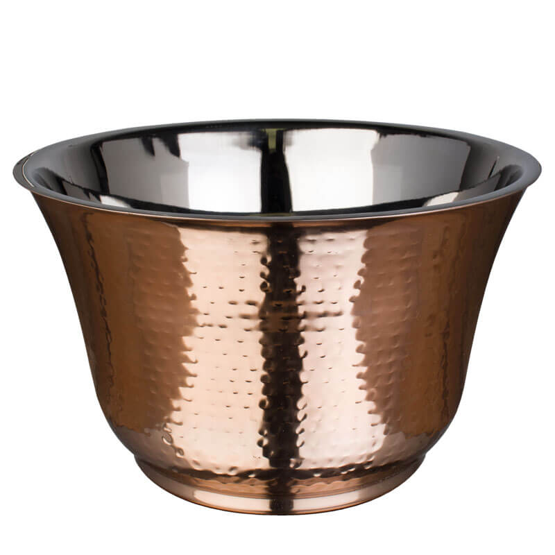 Double-walled bottle cooler/wine cooler, hammered copper-colored stainless steel - 33 cm