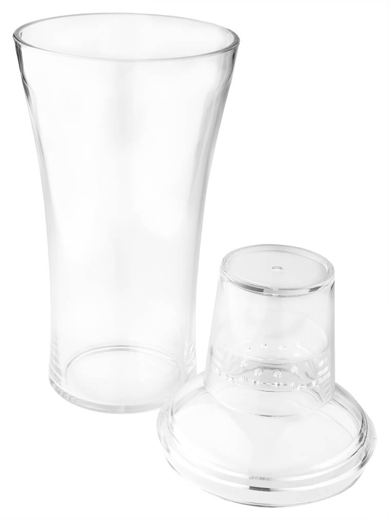 3-piece cocktail shaker, transparent - SAN-plastic (600ml)