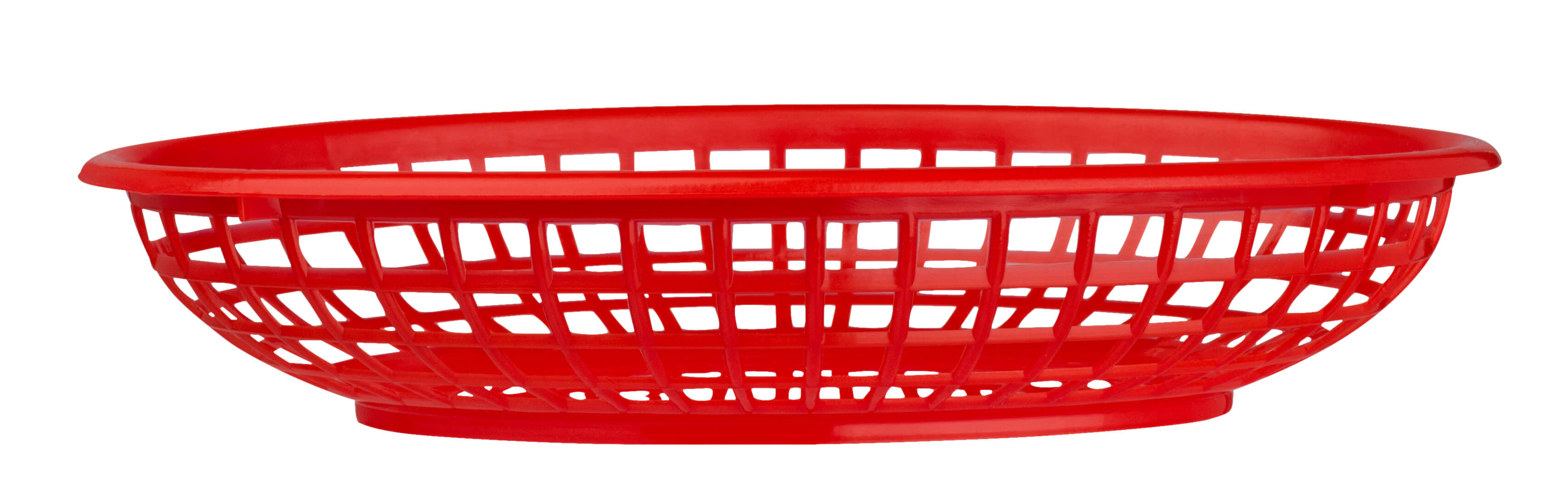 Table top basket red, PE, oval - 23,5x14,5x4,5cm